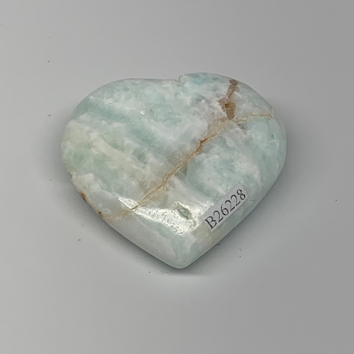 106.4g, 2.2"x2.4"x1" Caribbean Calcite Heart Gemstones @Afghanistan,B26228