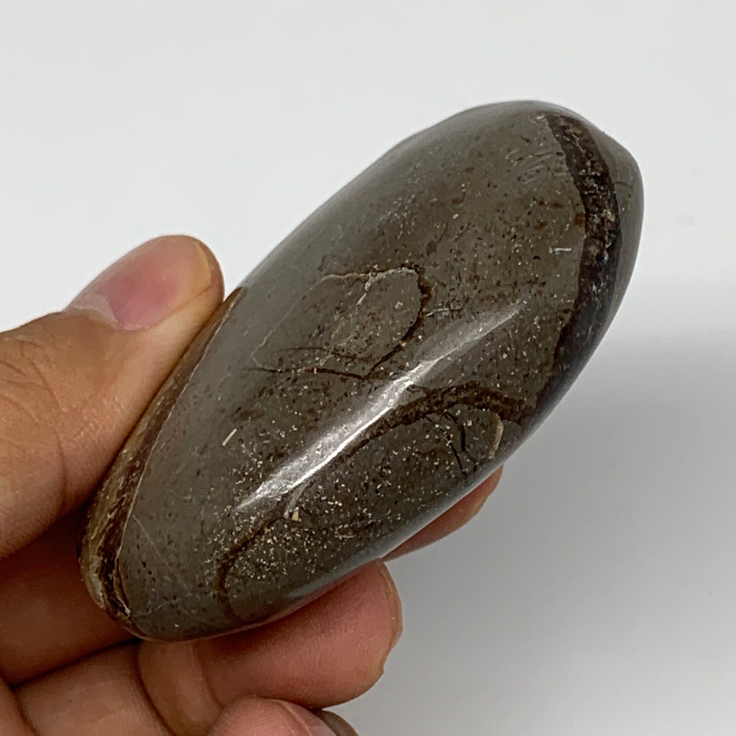 107.6g,2.5"x1.9"x0.9" Septarian Nodule Palm-Stone Polished Reiki Madagascar,B513