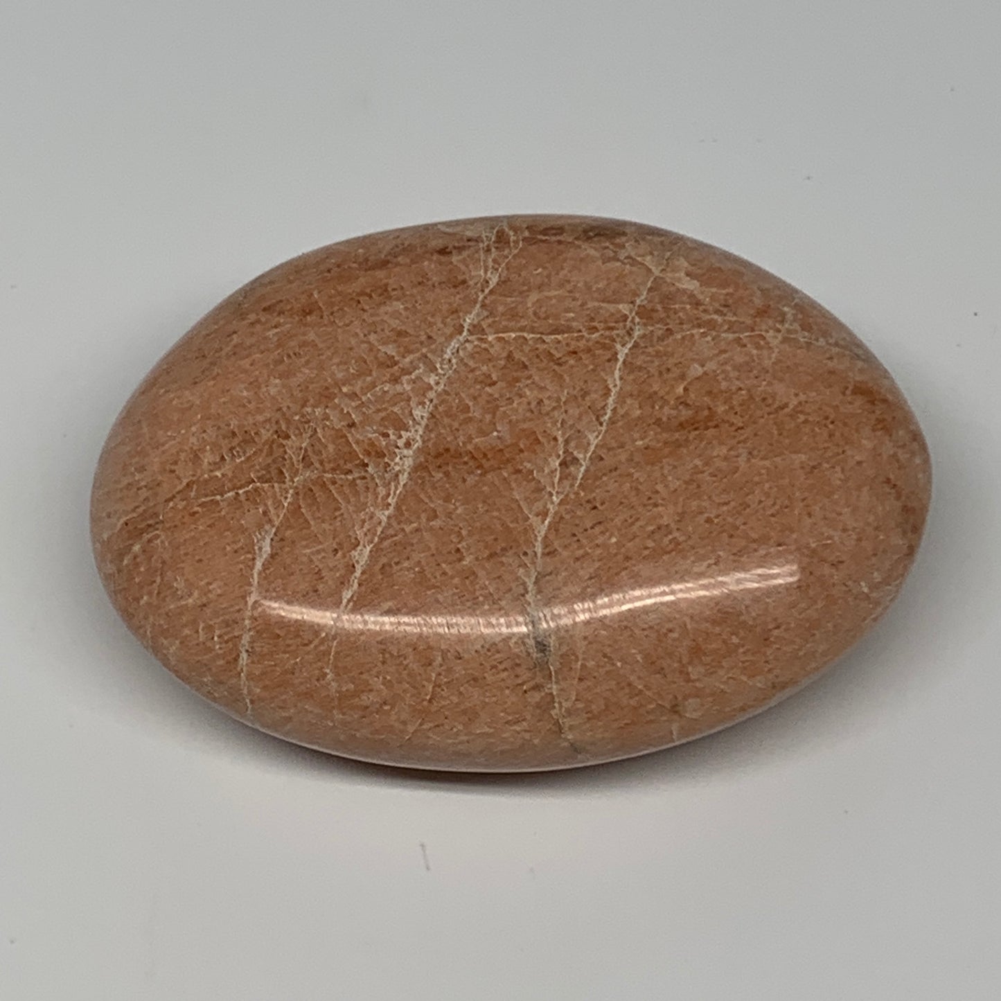 106.1g,2.6"x1.9"x0.9", Peach Moonstone Palm-Stone Polished Reiki Crystal, B15481