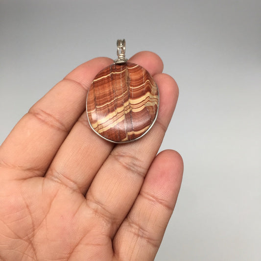 12.1g,1.8"x1.1"x7mmWire Wrapped Sonoran Dendritic Cabochon Pendant Mexico,SC525