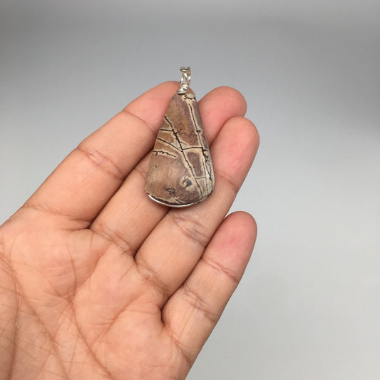 10.6g,1.9"x0.85"x7mmWire Wrapped Sonoran Dendritic Cabochon Pendant Mexico,SC526 - watangem.com