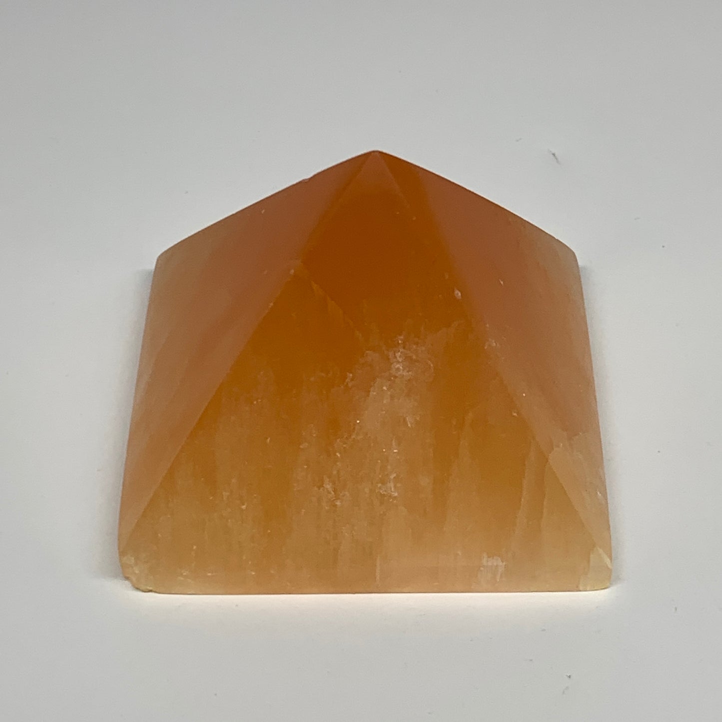 573g, 2.8"x3.6" Orange Selenite/Satin Spar Pyramid Crystal @Morocco, B24196