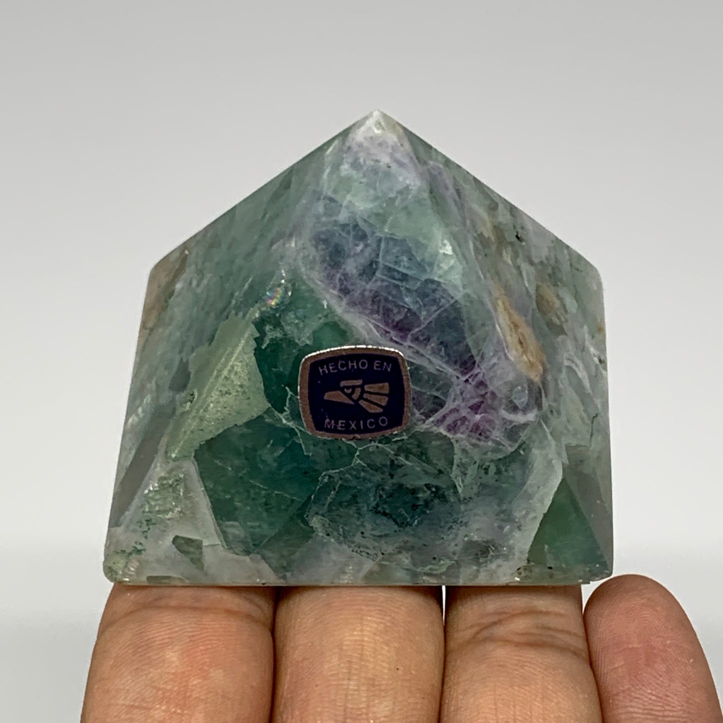 162.4g, 1.8"x2.2" Natural Green Fluorite Pyramid Crystal Gemstone @Mexico, B1860