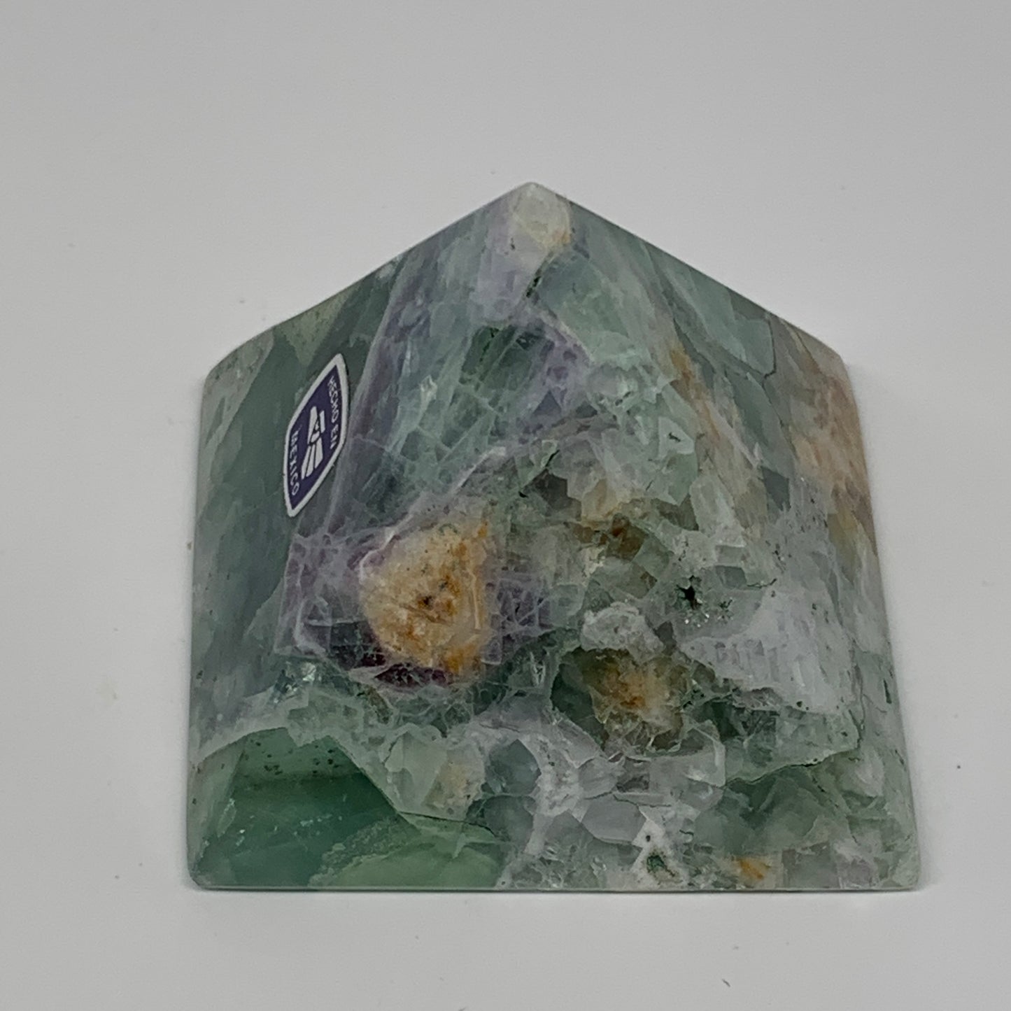 162.4g, 1.8"x2.2" Natural Green Fluorite Pyramid Crystal Gemstone @Mexico, B1860