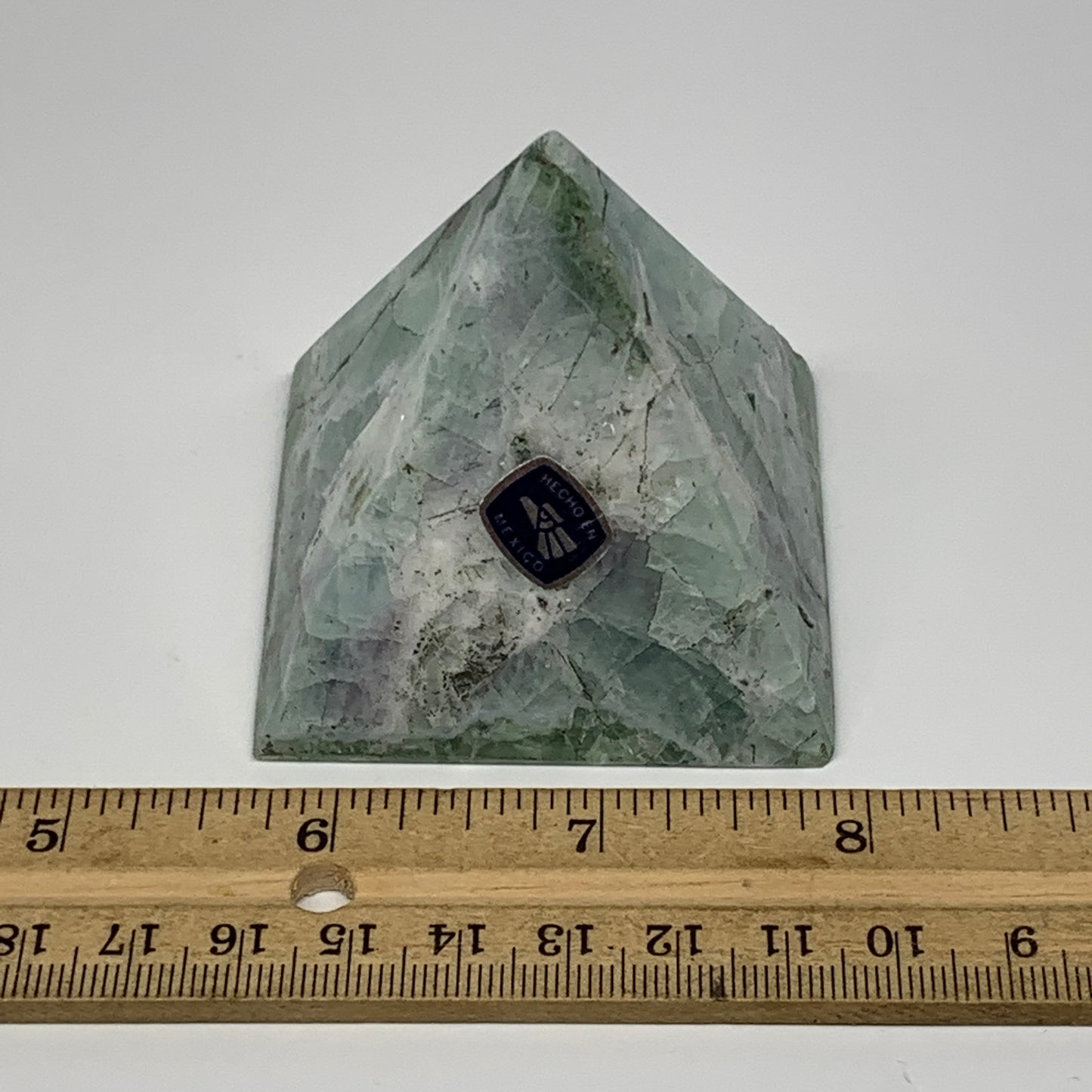 214.6g, 2.2"x2.4"x2.3" Natural Green Fluorite Pyramid Crystal Gemstone @Mexico,