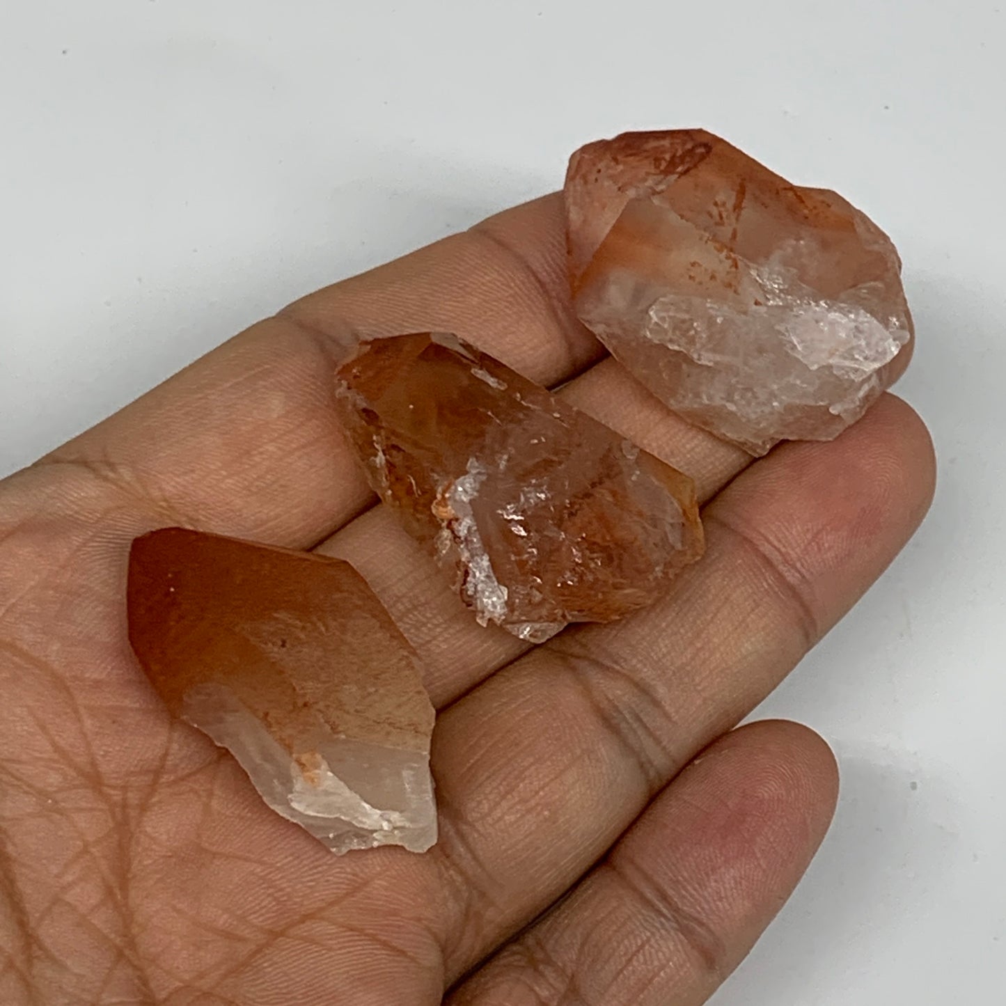 51g, 1.3"-1.4", 3pcs, Natural Red Quartz Crystal Terminated @Morocco, B11351