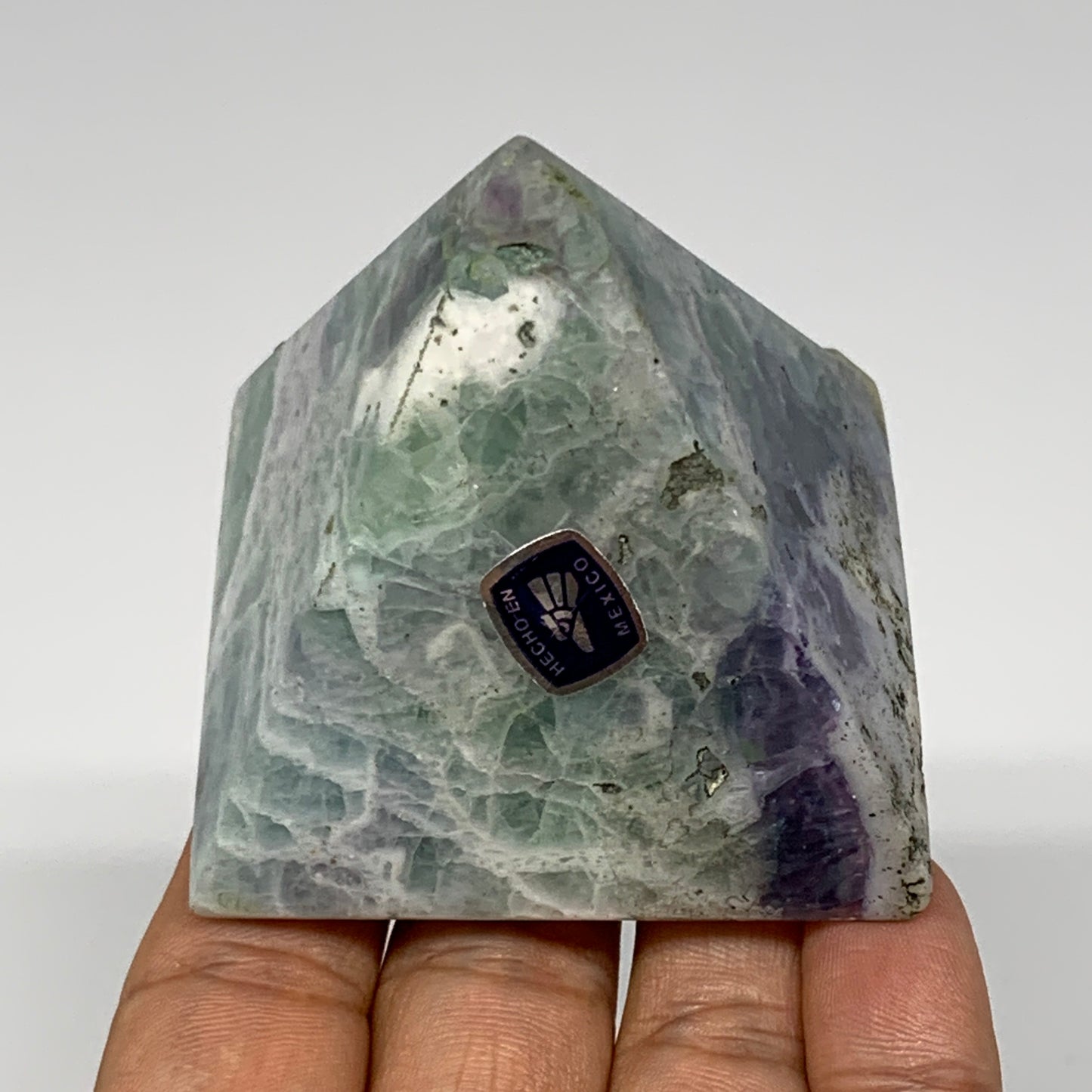 207.2g, 2.1"x2.3" Natural Green Fluorite Pyramid Crystal Gemstone @Mexico, B1860