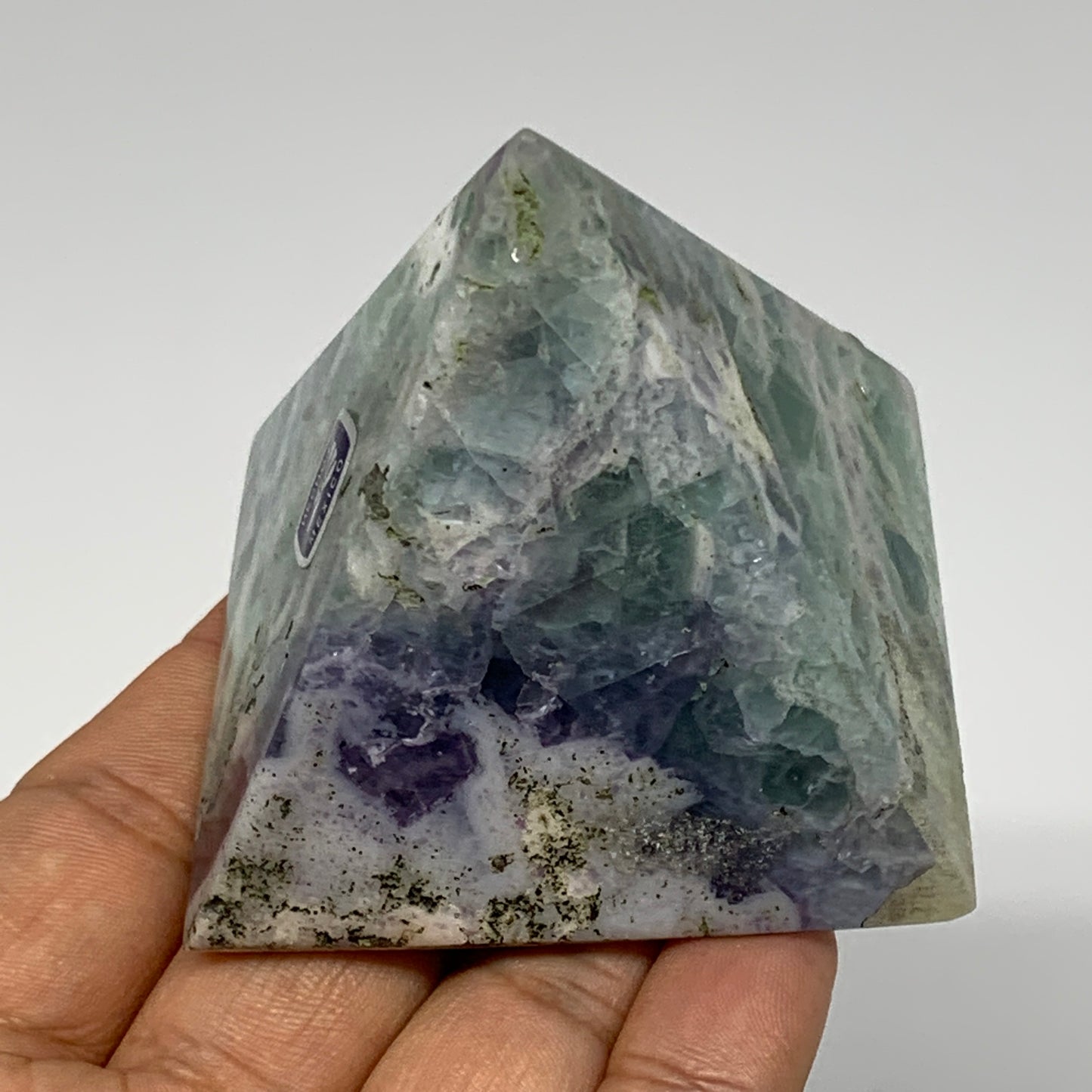 207.2g, 2.1"x2.3" Natural Green Fluorite Pyramid Crystal Gemstone @Mexico, B1860