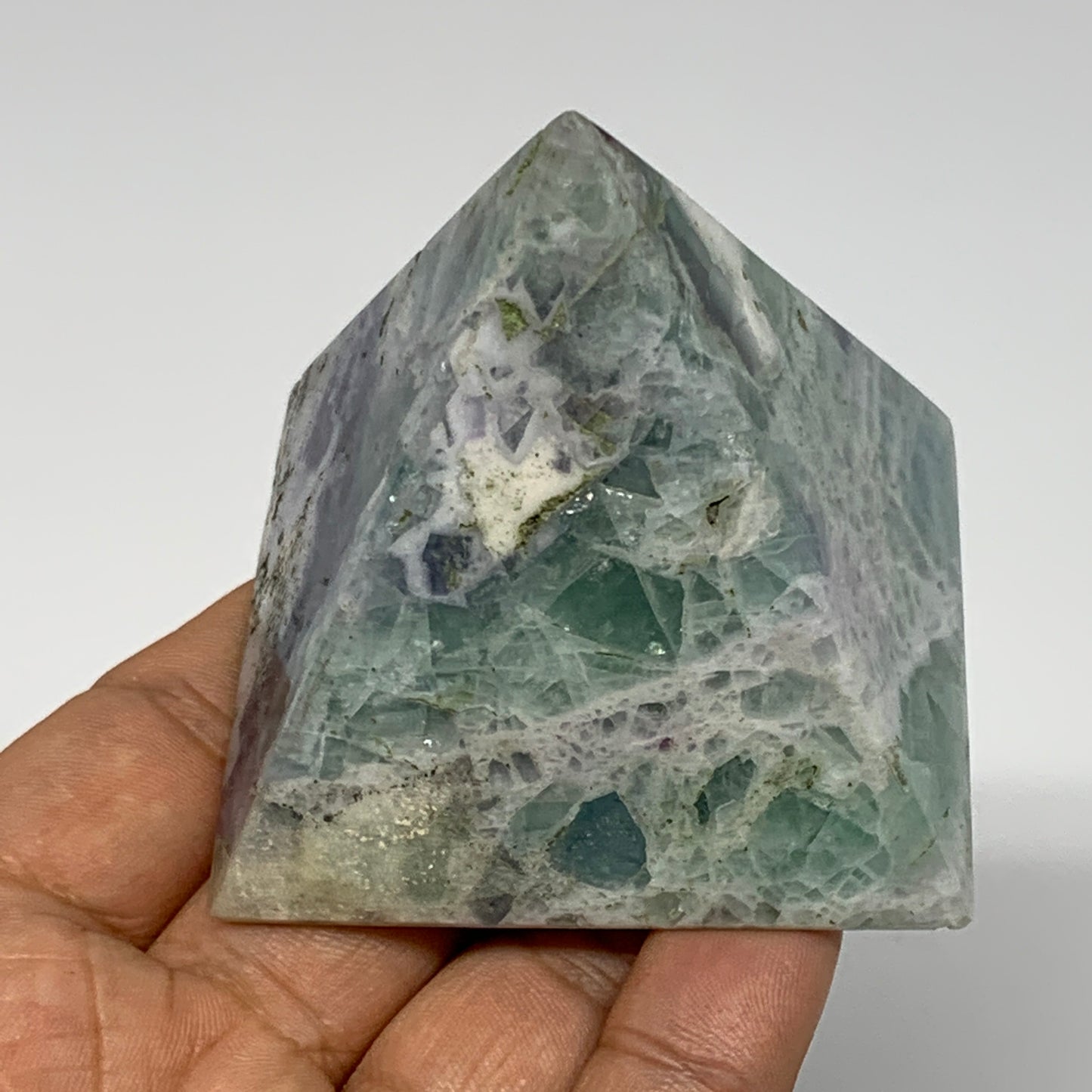 207.2g, 2.1"x2.3" Natural Green Fluorite Pyramid Crystal Gemstone @Mexico, B1860