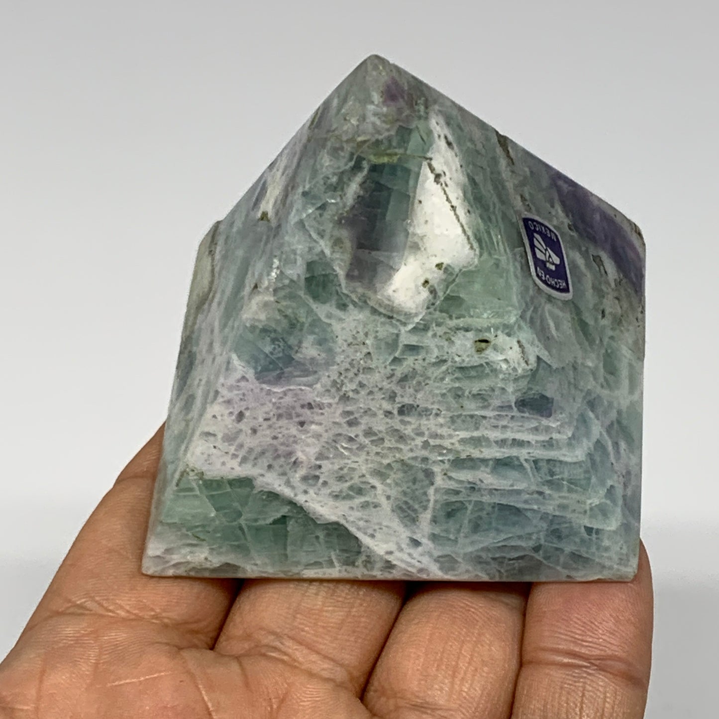 207.2g, 2.1"x2.3" Natural Green Fluorite Pyramid Crystal Gemstone @Mexico, B1860