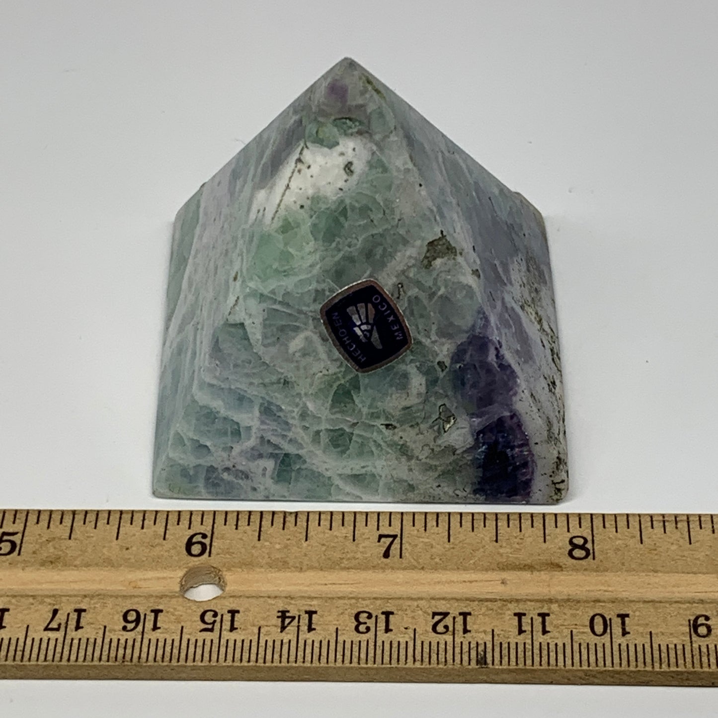 207.2g, 2.1"x2.3" Natural Green Fluorite Pyramid Crystal Gemstone @Mexico, B1860