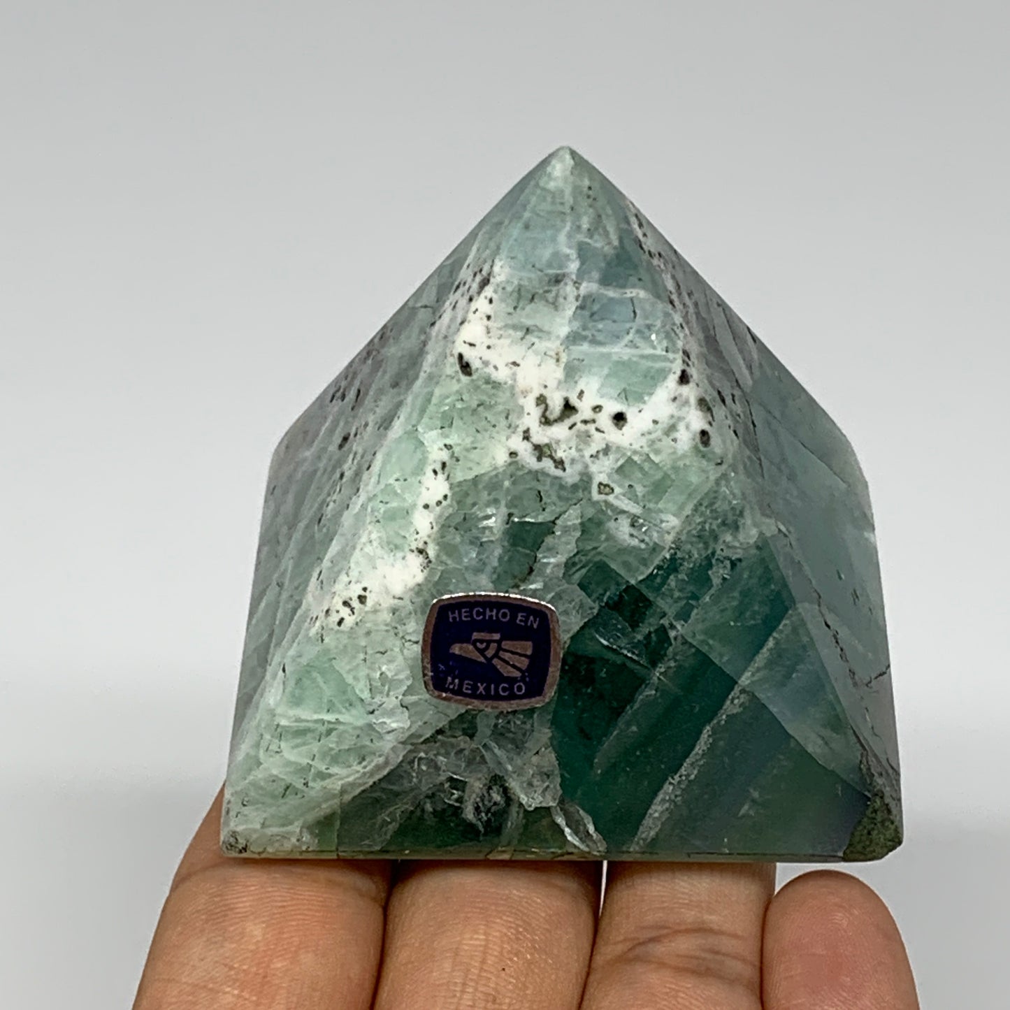 233.8g, 2.2"x2.3"x2.4" Natural Green Fluorite Pyramid Crystal Gemstone @Mexico,