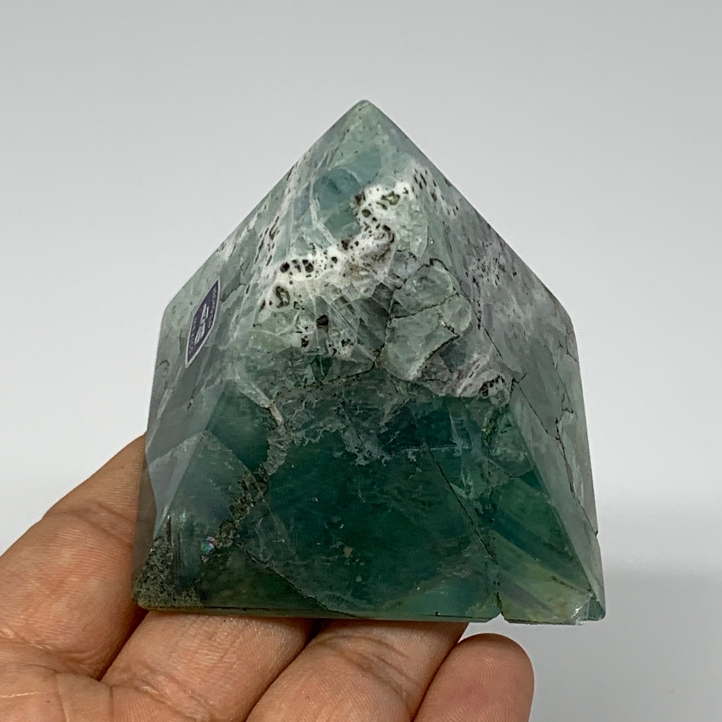 233.8g, 2.2"x2.3"x2.4" Natural Green Fluorite Pyramid Crystal Gemstone @Mexico,