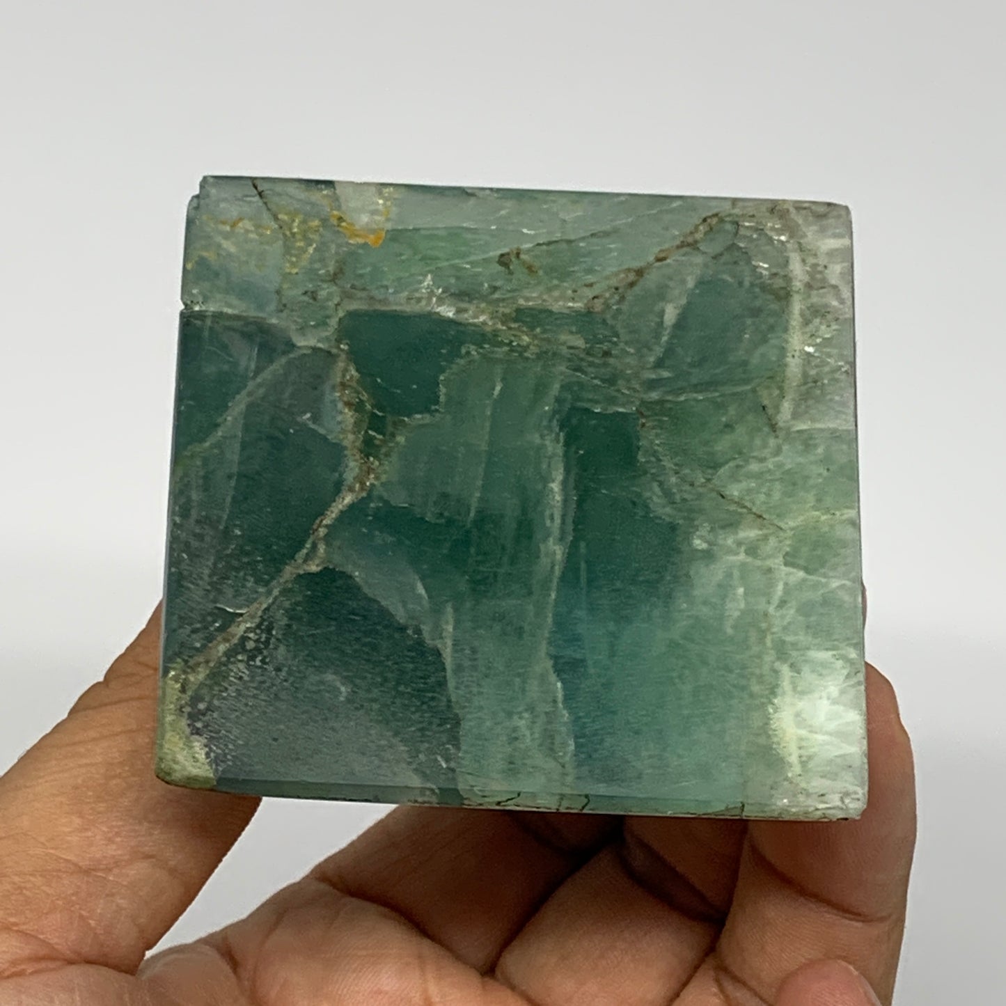 233.8g, 2.2"x2.3"x2.4" Natural Green Fluorite Pyramid Crystal Gemstone @Mexico,