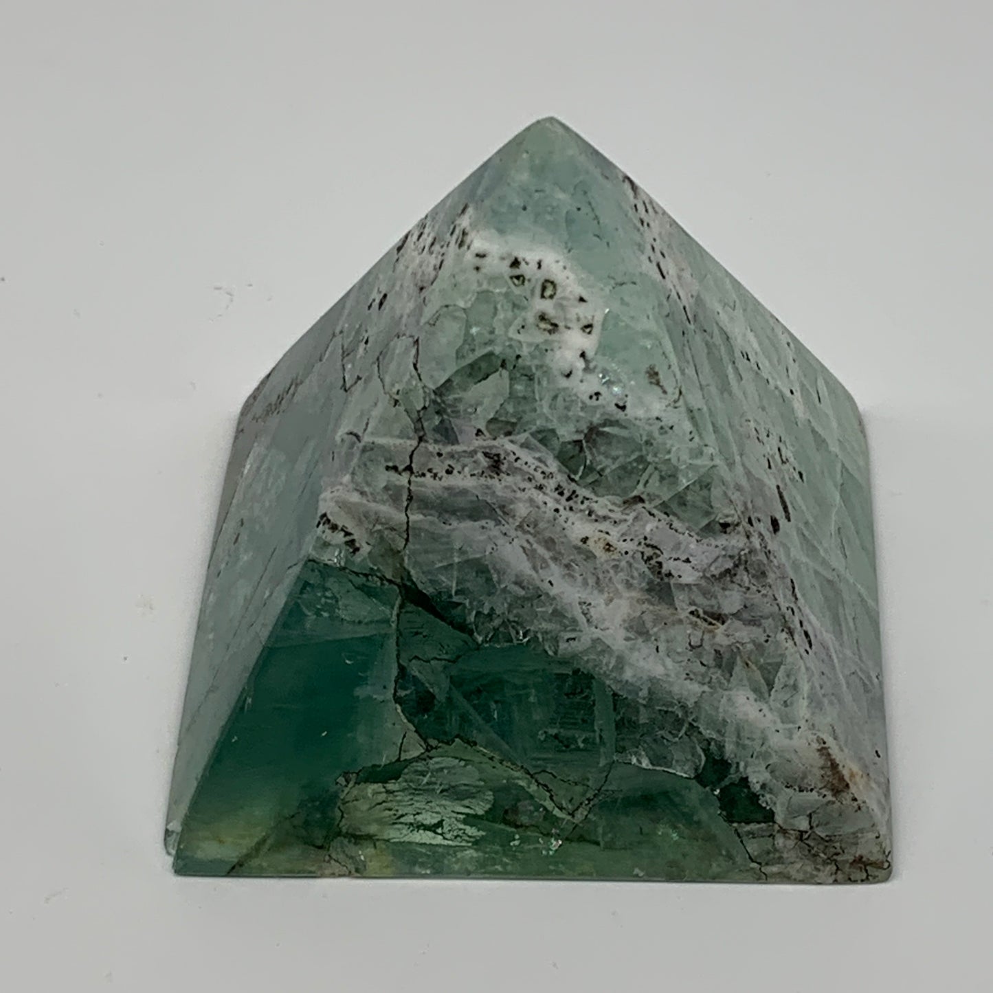 233.8g, 2.2"x2.3"x2.4" Natural Green Fluorite Pyramid Crystal Gemstone @Mexico,