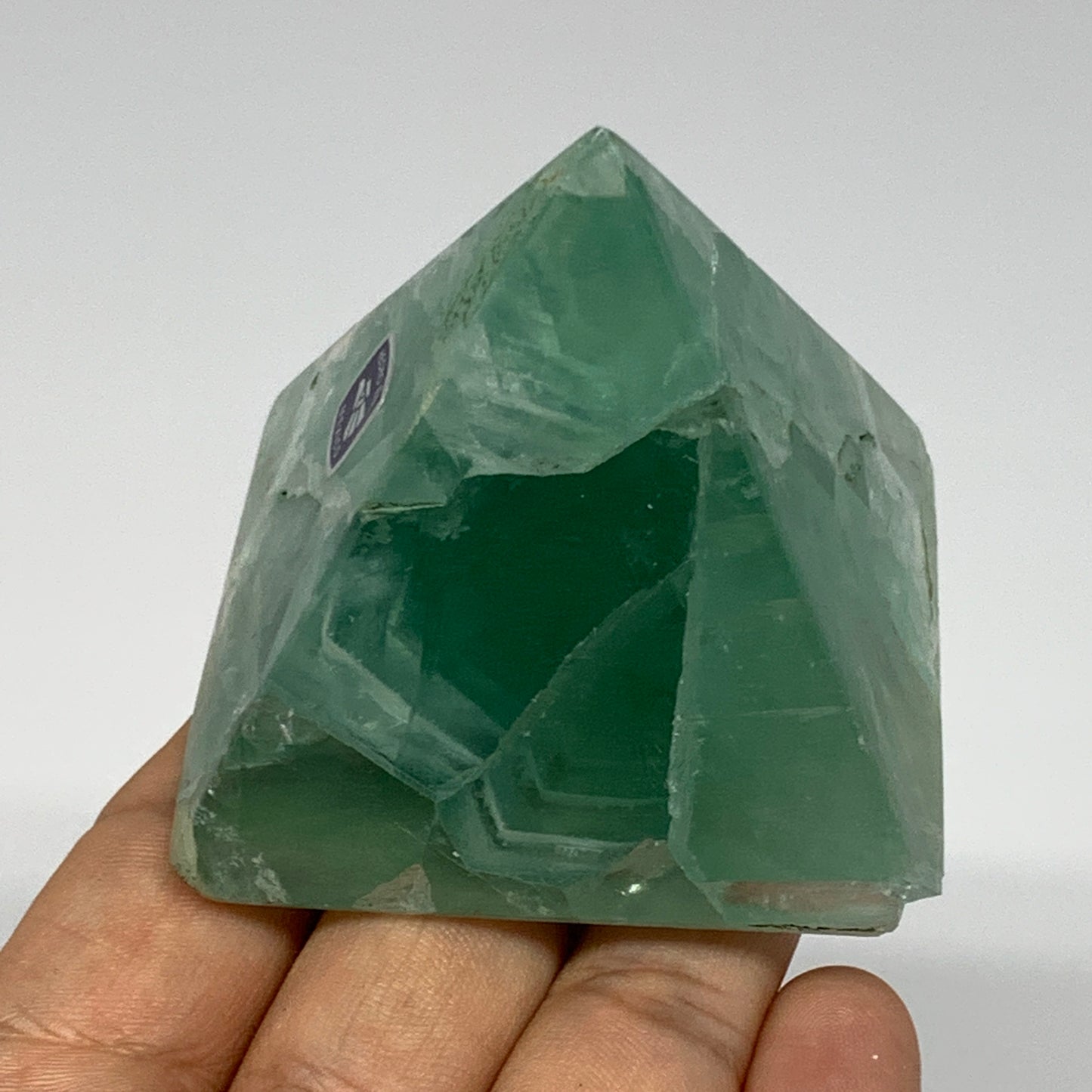 212.4g, 2"x2.4"x2.3" Natural Green Fluorite Pyramid Crystal Gemstone @Mexico, B1