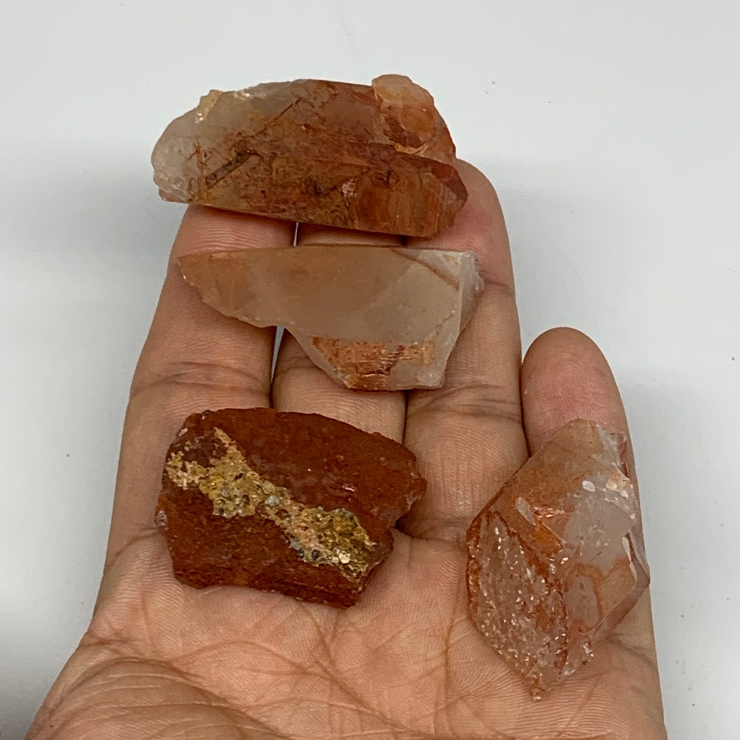 73.8g, 1"-1.8", 4pcs, Natural Red Quartz Crystal Terminated @Morocco, B11356