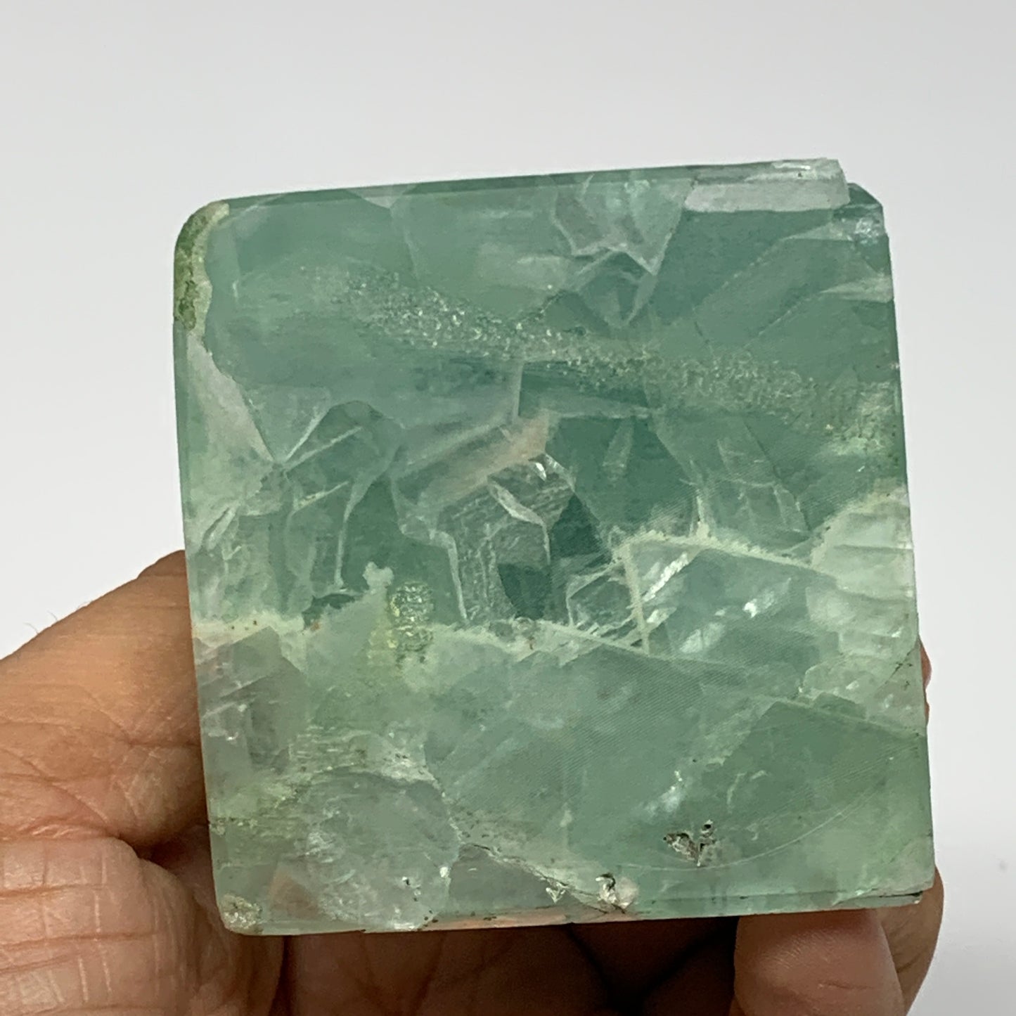 212.4g, 2"x2.4"x2.3" Natural Green Fluorite Pyramid Crystal Gemstone @Mexico, B1