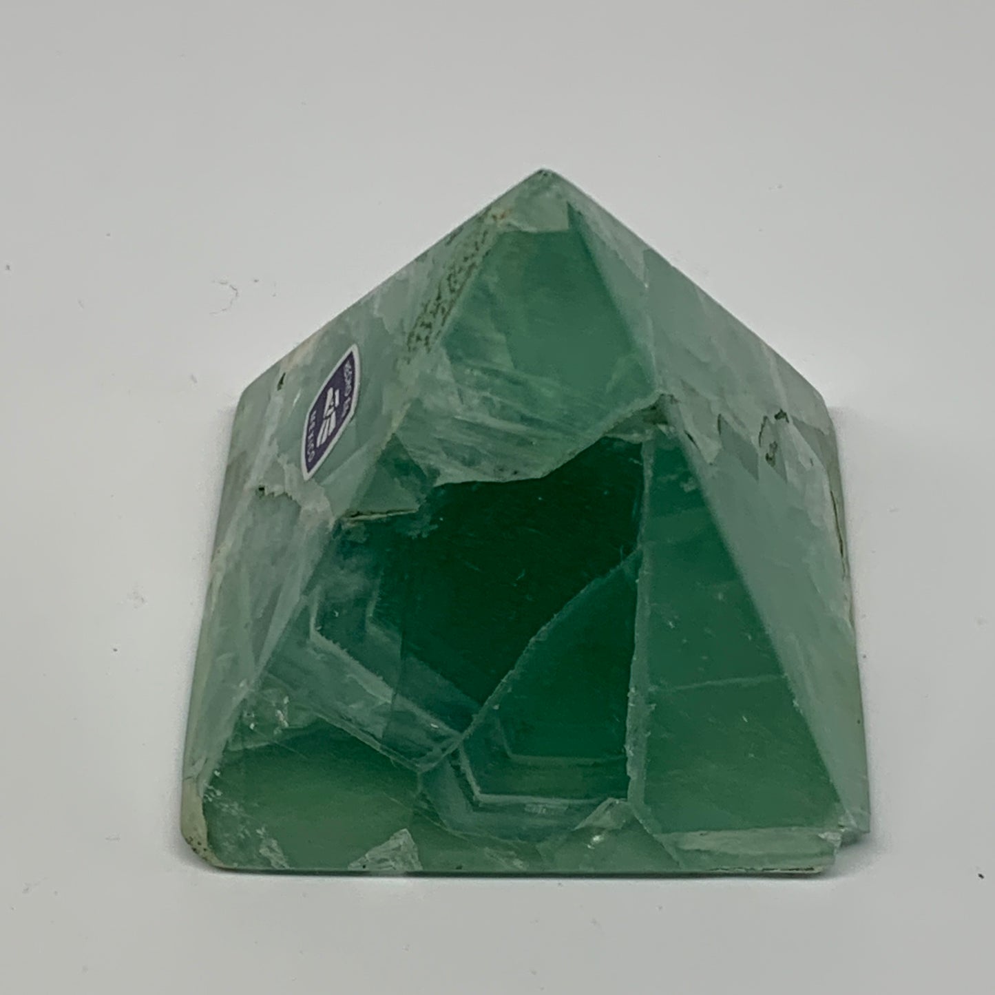 212.4g, 2"x2.4"x2.3" Natural Green Fluorite Pyramid Crystal Gemstone @Mexico, B1