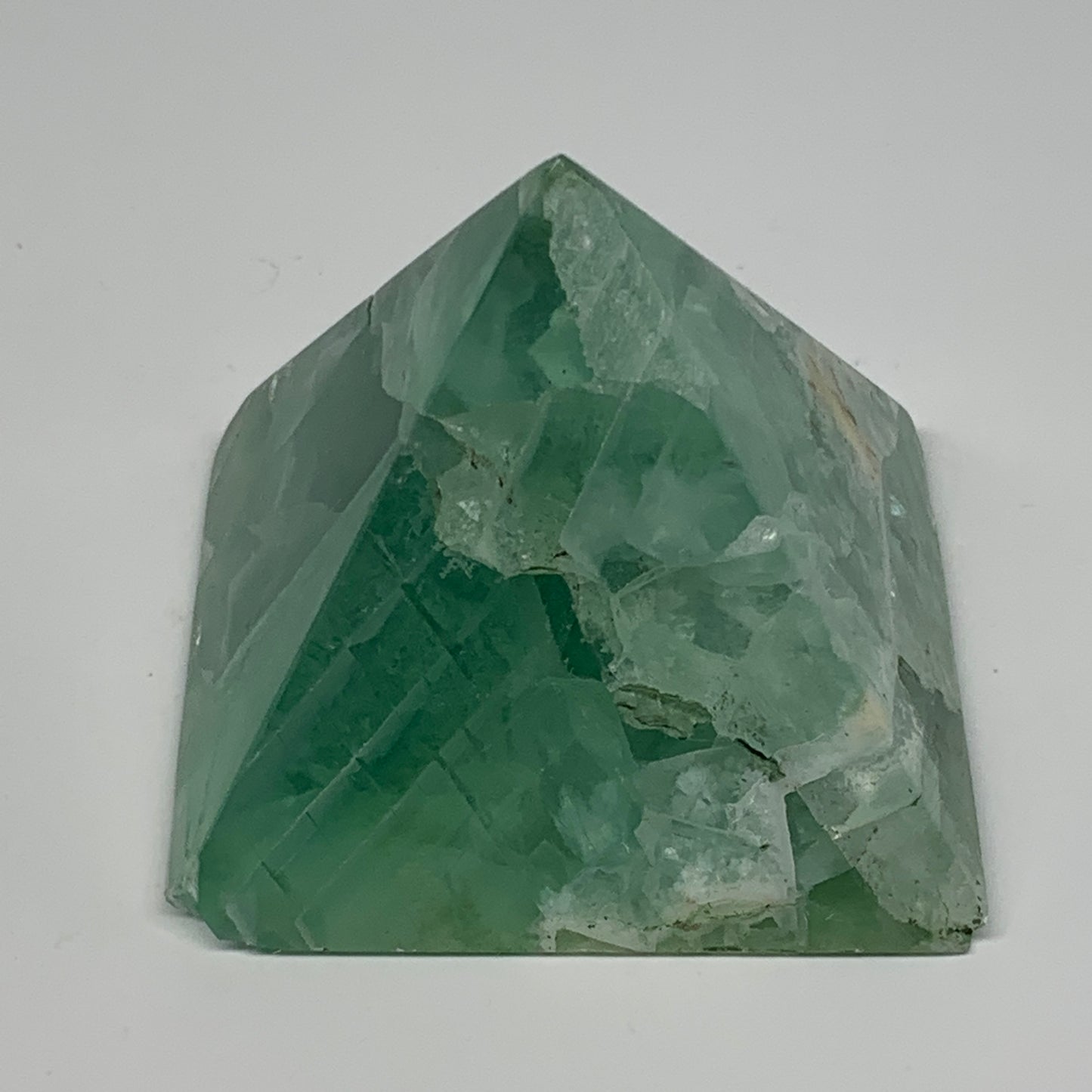 212.4g, 2"x2.4"x2.3" Natural Green Fluorite Pyramid Crystal Gemstone @Mexico, B1