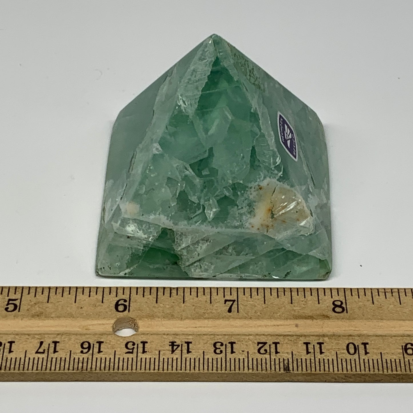 212.4g, 2"x2.4"x2.3" Natural Green Fluorite Pyramid Crystal Gemstone @Mexico, B1