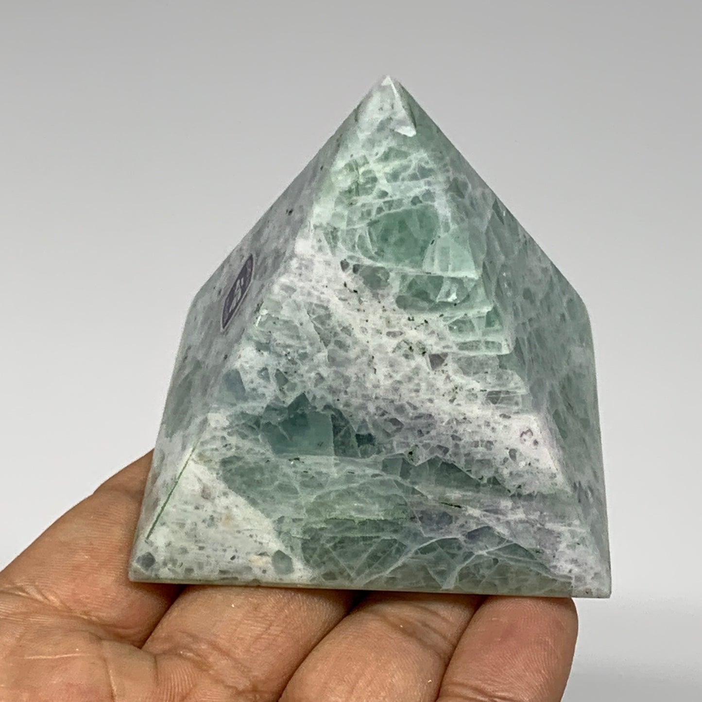 216.3g, 2.3"x2.4" Natural Green Fluorite Pyramid Crystal Gemstone @Mexico, B1861