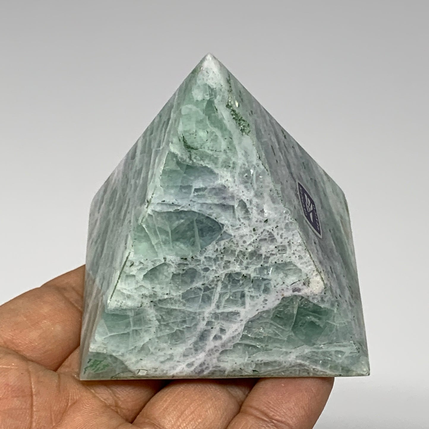 216.3g, 2.3"x2.4" Natural Green Fluorite Pyramid Crystal Gemstone @Mexico, B1861