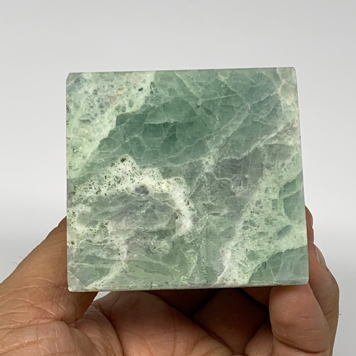 216.3g, 2.3"x2.4" Natural Green Fluorite Pyramid Crystal Gemstone @Mexico, B1861