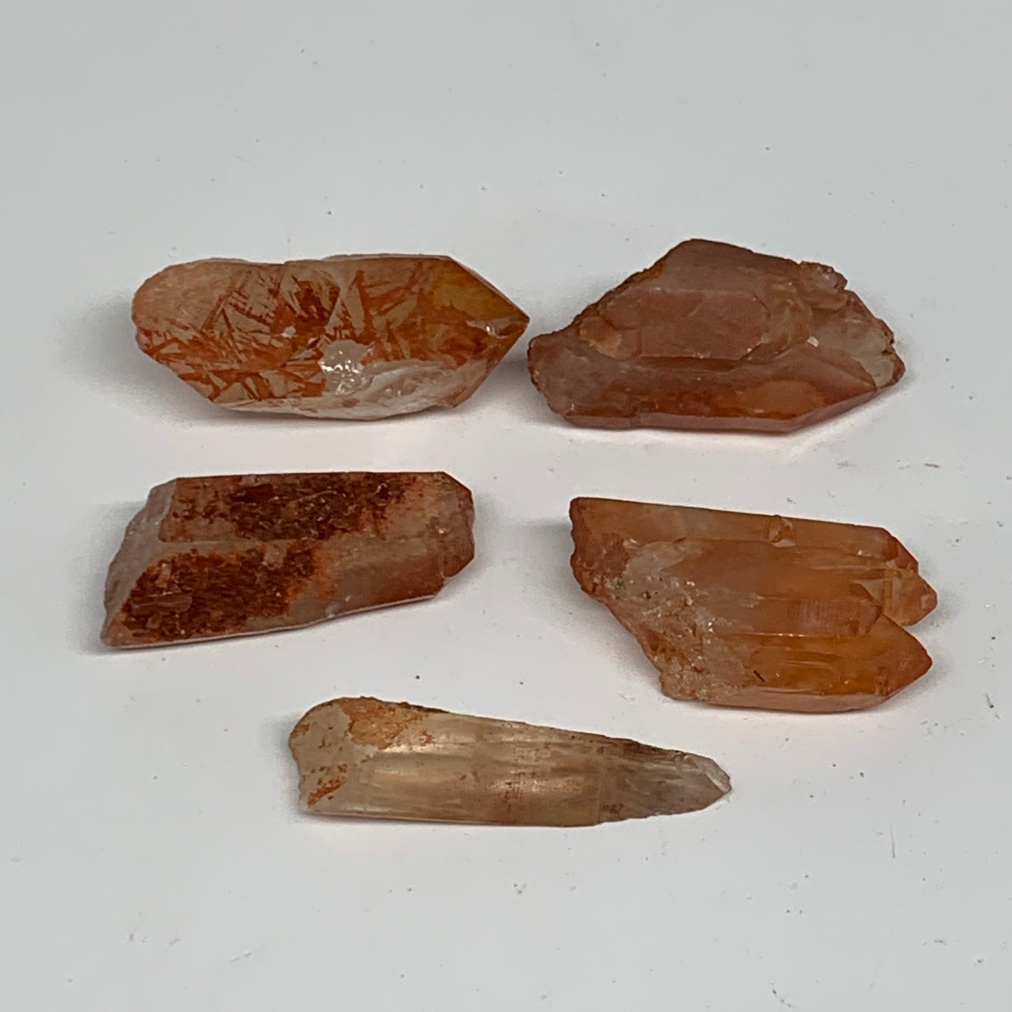 53.8g, 1.3"-1.6", 5pcs, Natural Red Quartz Crystal Terminated @Morocco, B11368