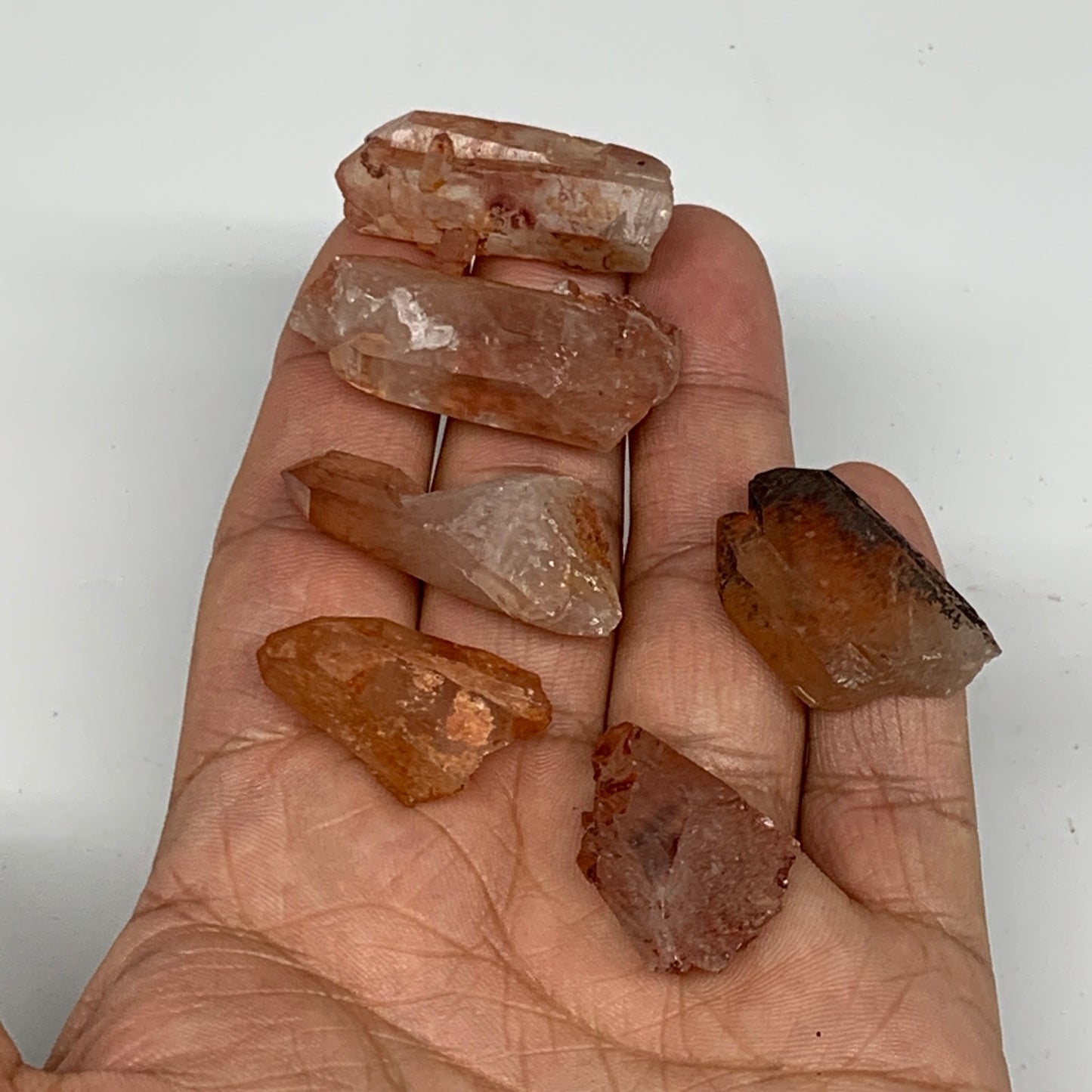 37.1g, 1"-1.5", 6pcs, Natural Red Quartz Crystal Terminated @Morocco, B11370