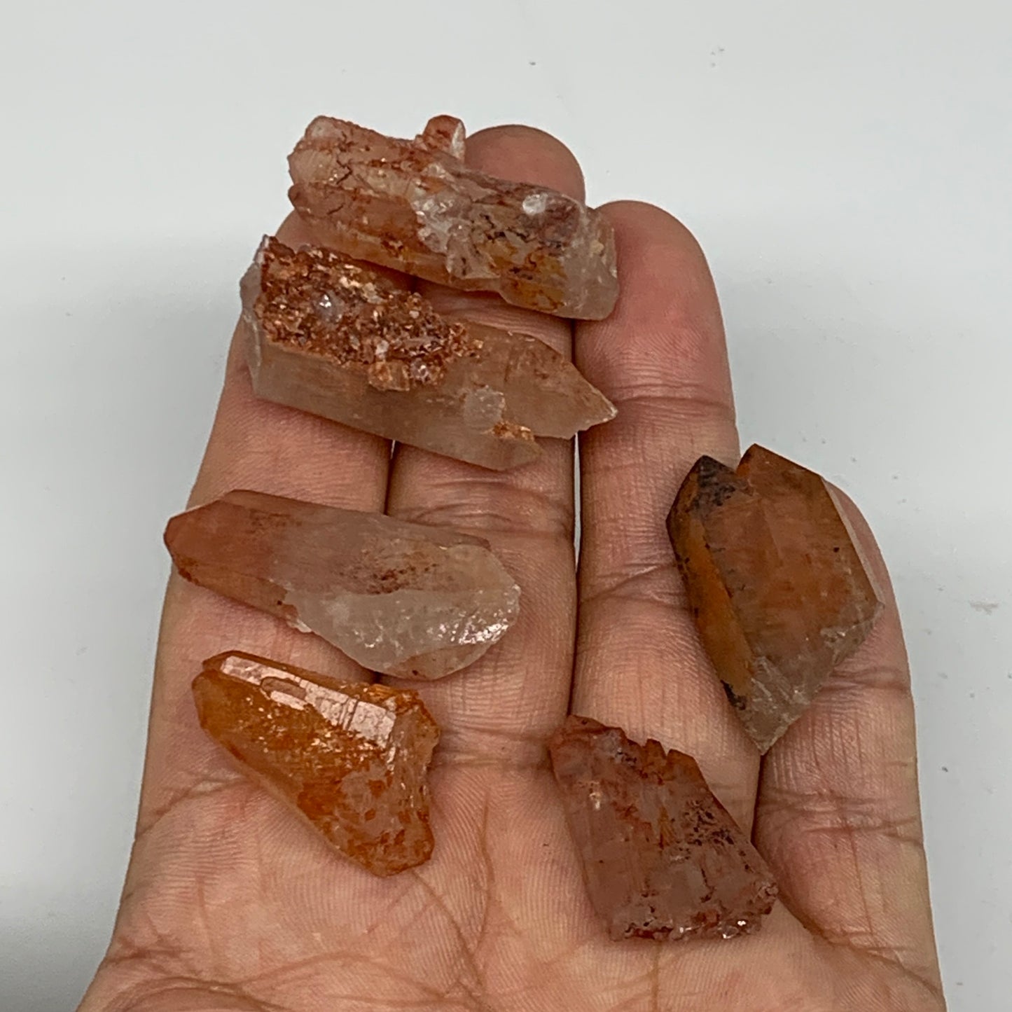 37.1g, 1"-1.5", 6pcs, Natural Red Quartz Crystal Terminated @Morocco, B11370