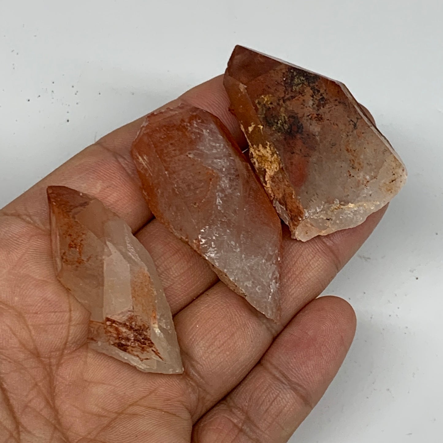 64.2g, 1.8"-2", 3pcs, Natural Red Quartz Crystal Terminated @Morocco, B11373