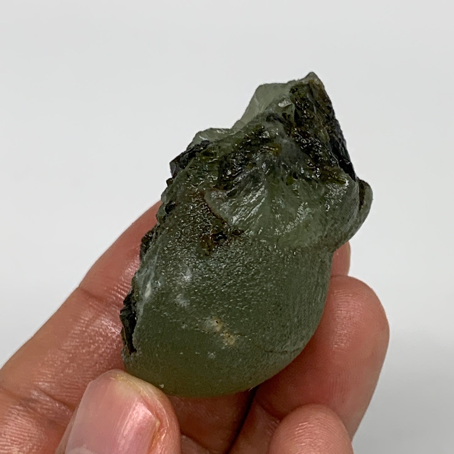 63.6g, 2.7"x1.4"x1" Prehnite With Epidote Inclusion Mineral Specimen, B6935