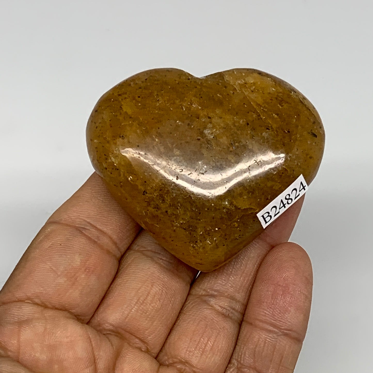 84.8g, 1.9"x2.2"x0.9", Natural Golden Quartz Heart Small Polished Crystal, B2482