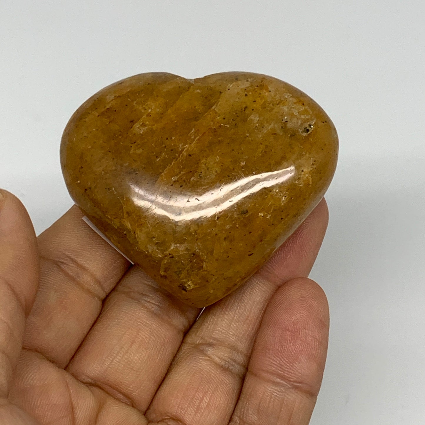 84.8g, 1.9"x2.2"x0.9", Natural Golden Quartz Heart Small Polished Crystal, B2482