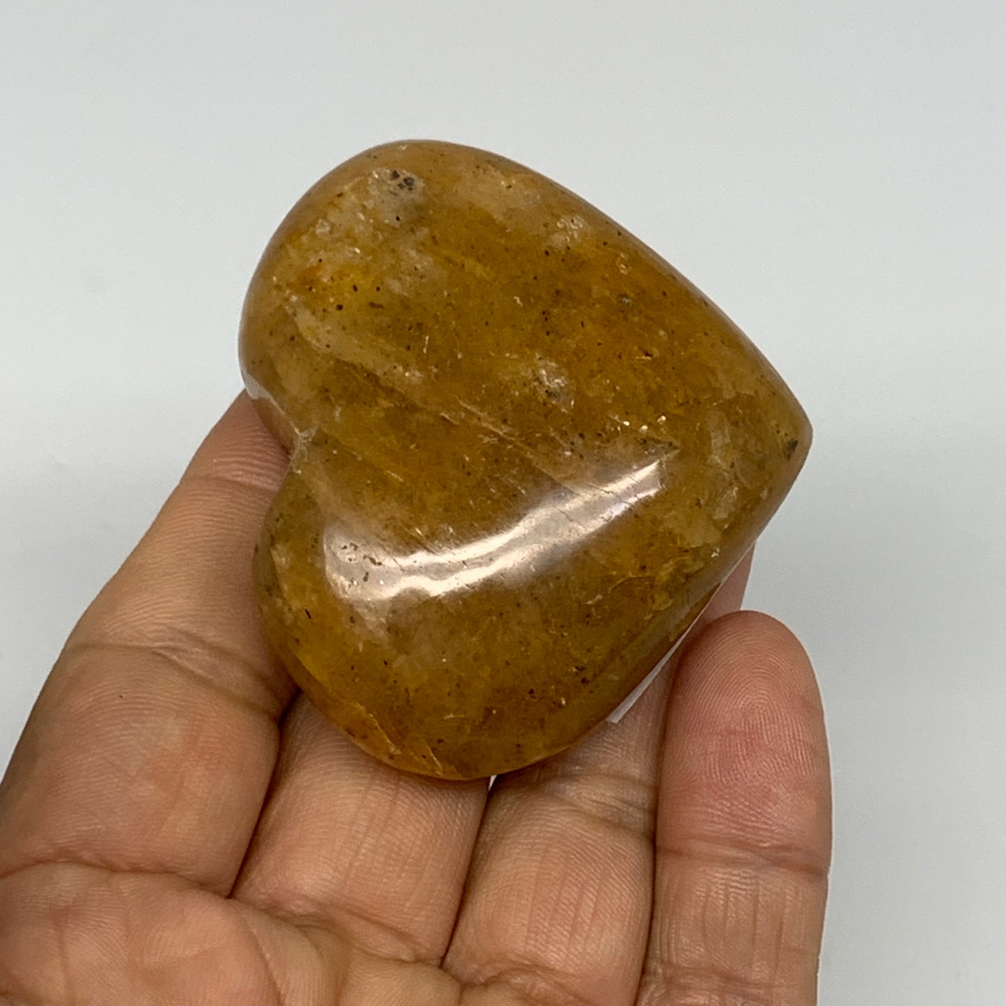 84.8g, 1.9"x2.2"x0.9", Natural Golden Quartz Heart Small Polished Crystal, B2482