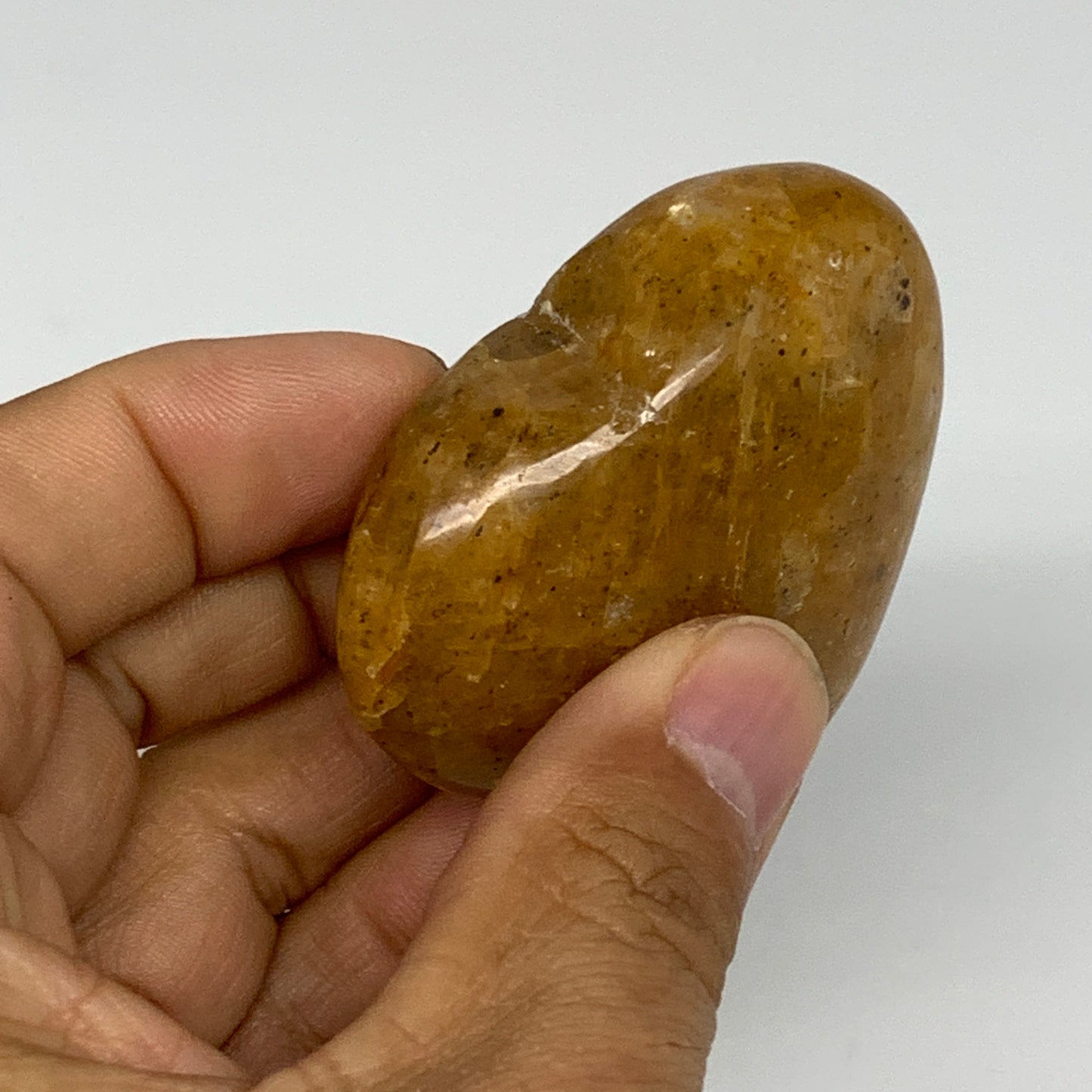 84.8g, 1.9"x2.2"x0.9", Natural Golden Quartz Heart Small Polished Crystal, B2482