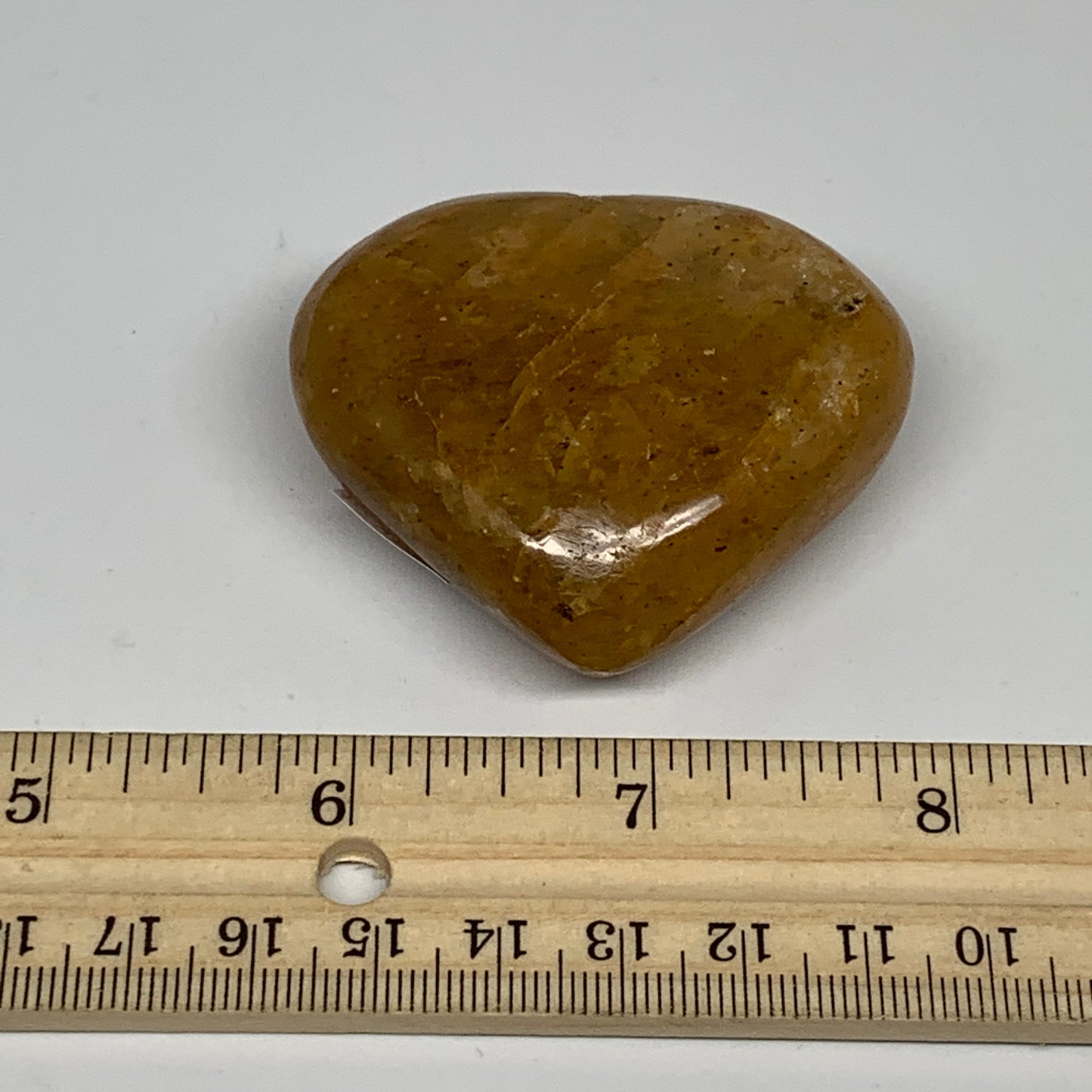 84.8g, 1.9"x2.2"x0.9", Natural Golden Quartz Heart Small Polished Crystal, B2482