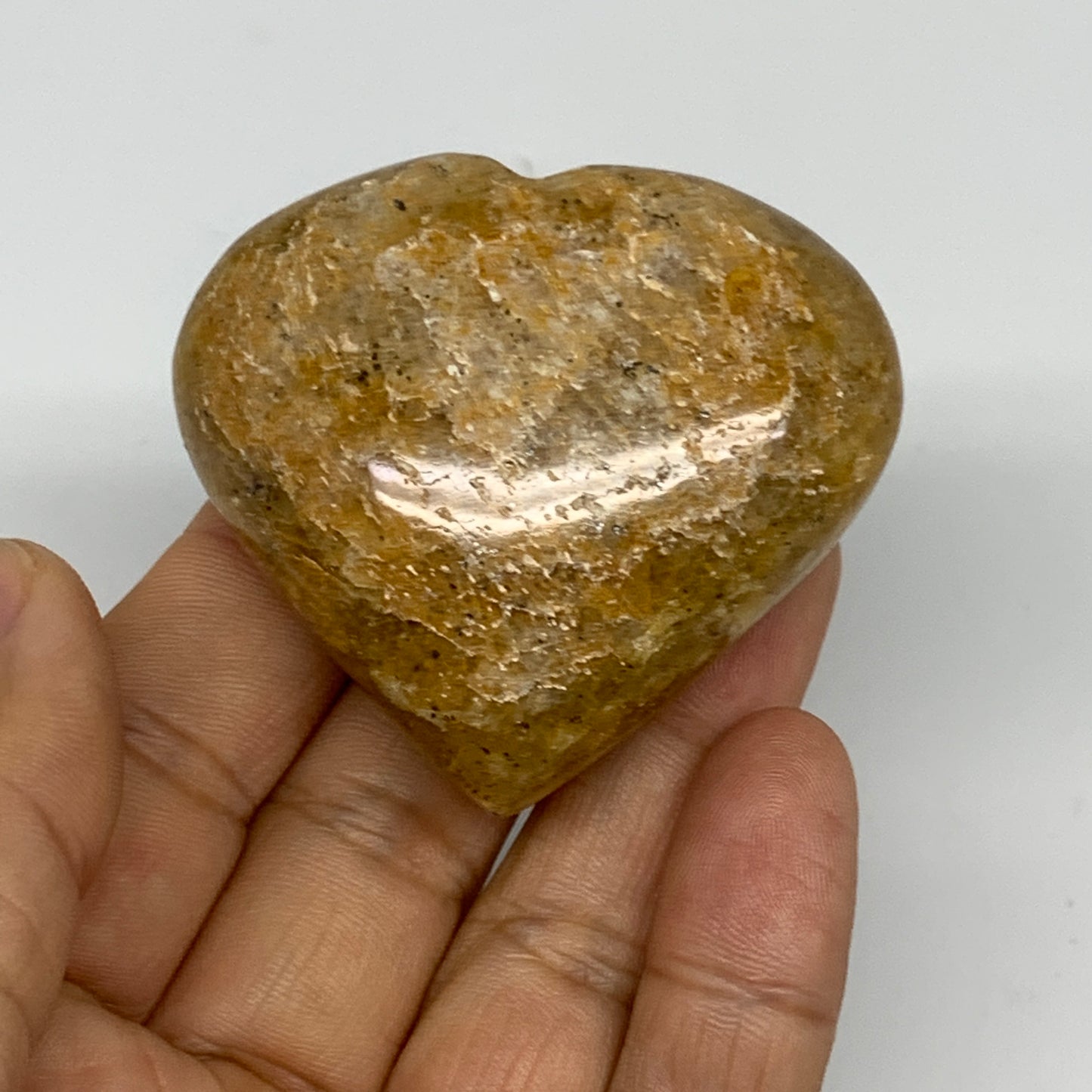 83.2g, 2"x2.2"x0.9", Natural Golden Quartz Heart Small Polished Crystal, B24825