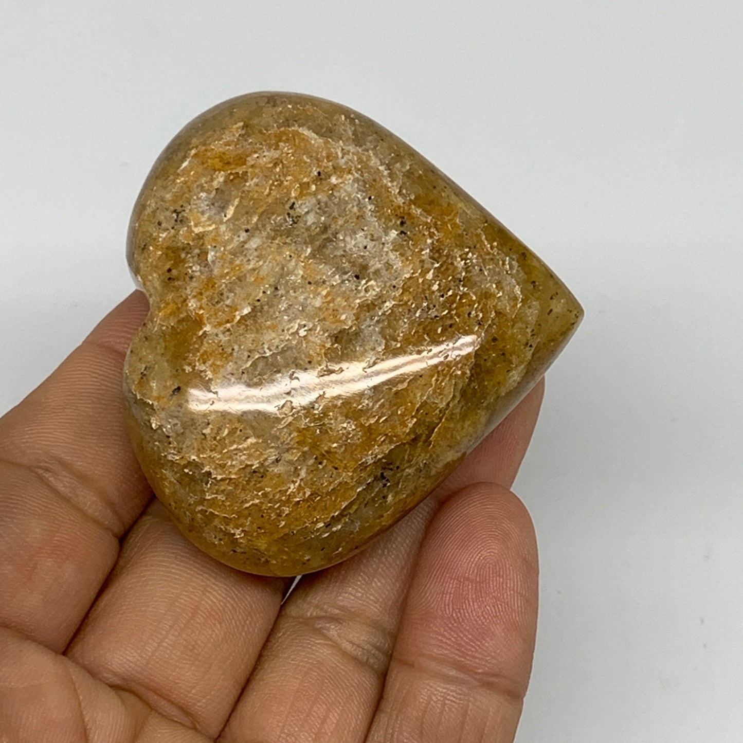 83.2g, 2"x2.2"x0.9", Natural Golden Quartz Heart Small Polished Crystal, B24825