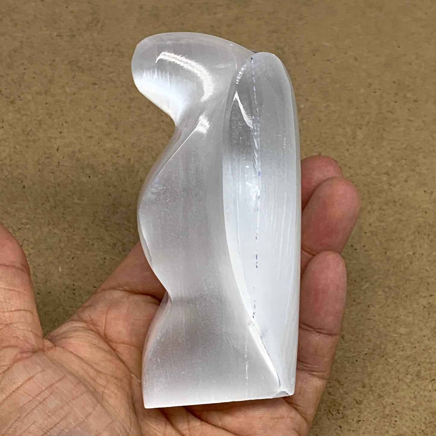 320.9g, 3.9"x3"x1.7"Natural Selenite (Satin Spar) Angel Crystal @Morocco,B8917