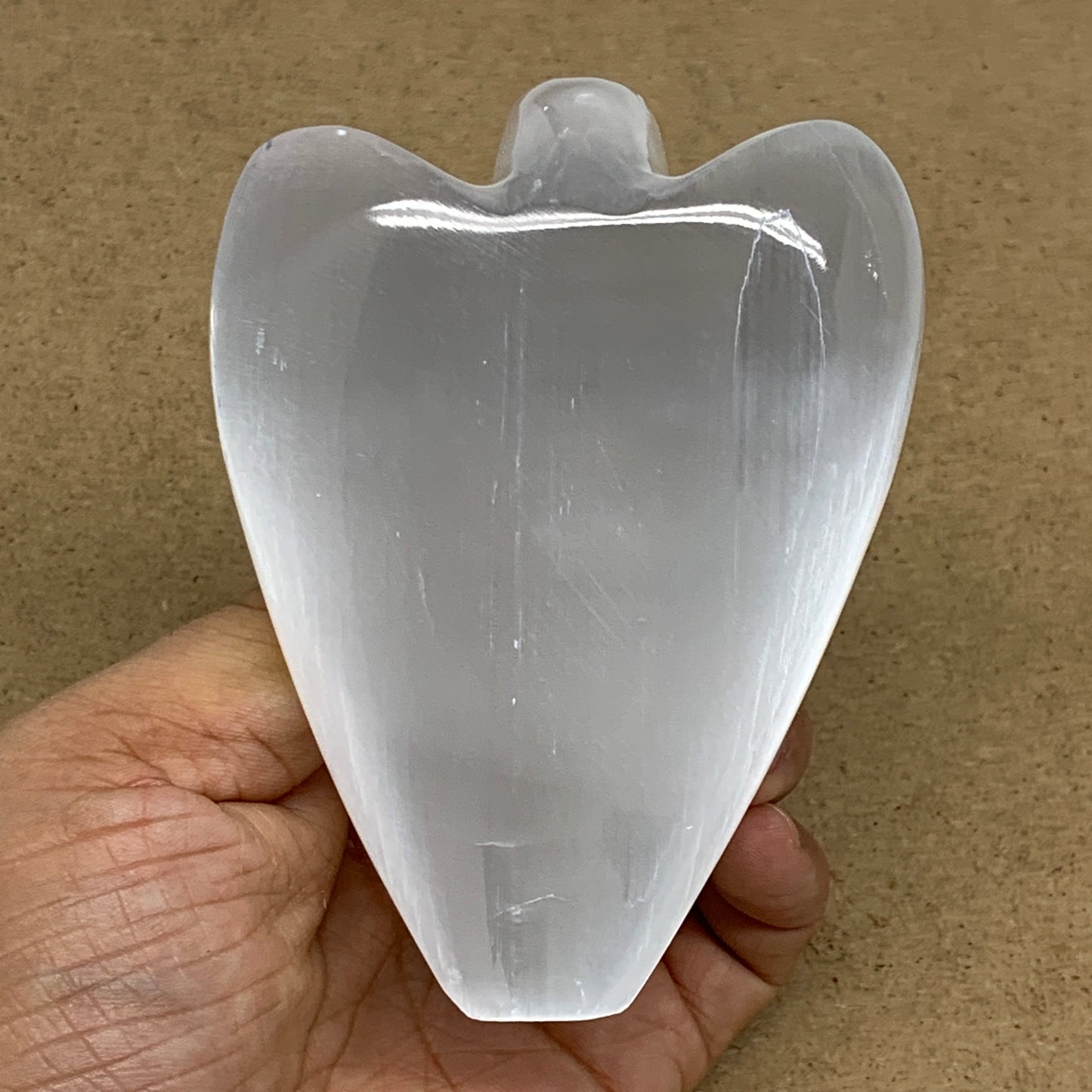 320.9g, 3.9"x3"x1.7"Natural Selenite (Satin Spar) Angel Crystal @Morocco,B8917