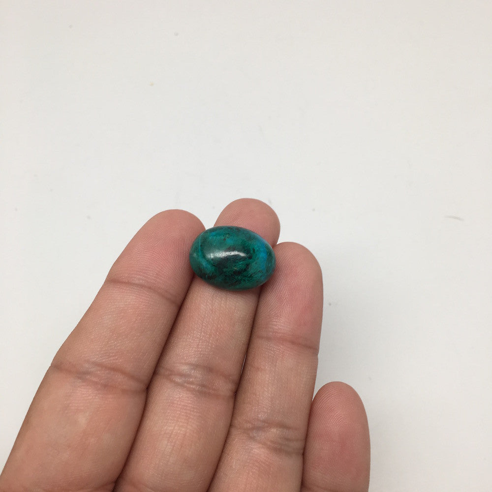 19 cts Natural Oval Shape Flat Bottom Chrysocolla Cabochon From Mexico, CC74 - watangem.com