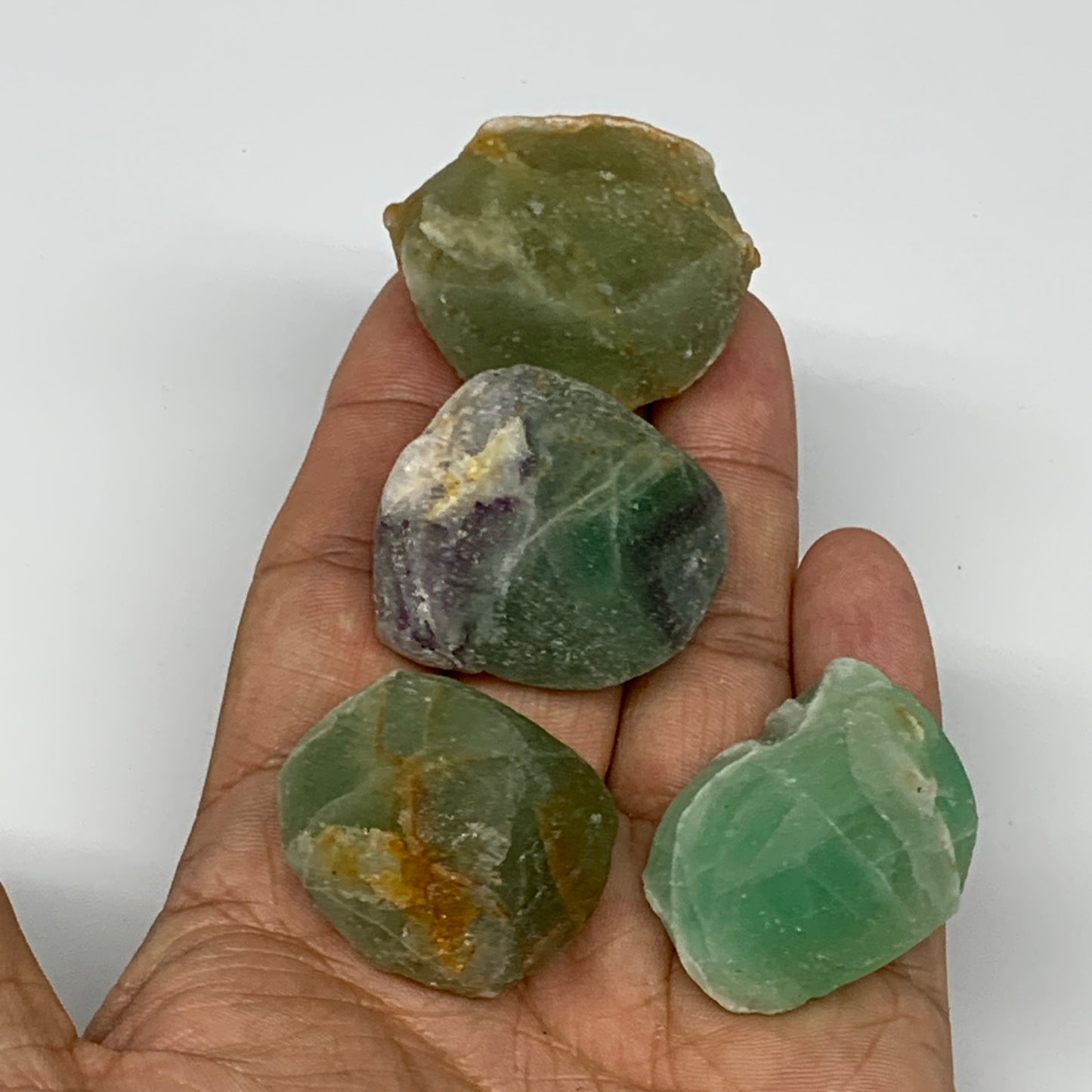 137.8g,1.3"-1.5", 4pcs, Fluorite Tumbled Rough/Semi- Polished @Mexico, B18693