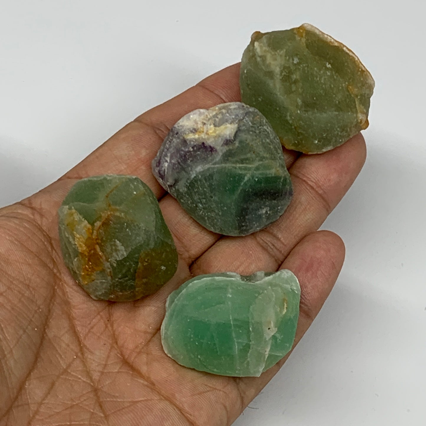 137.8g,1.3"-1.5", 4pcs, Fluorite Tumbled Rough/Semi- Polished @Mexico, B18693