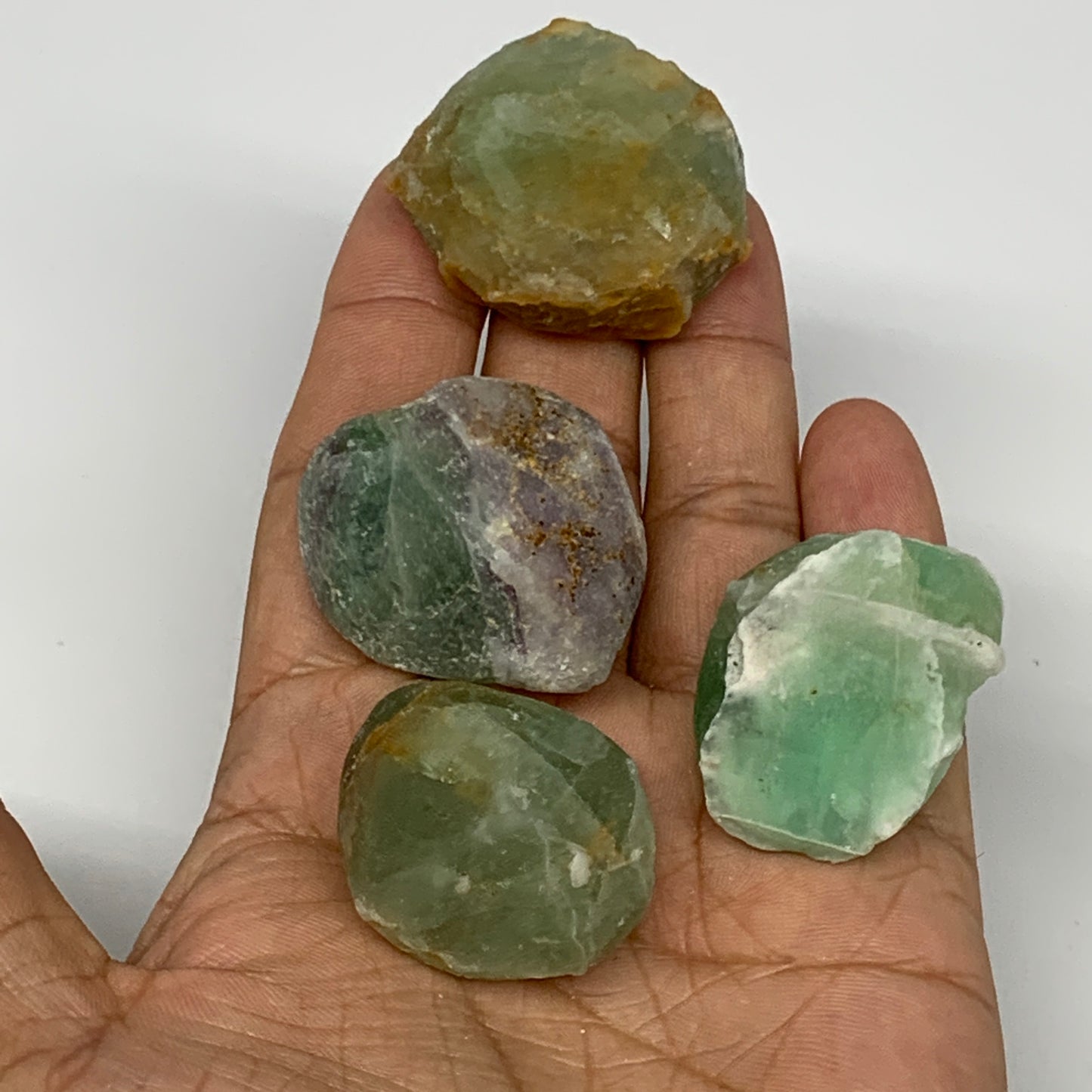 137.8g,1.3"-1.5", 4pcs, Fluorite Tumbled Rough/Semi- Polished @Mexico, B18693