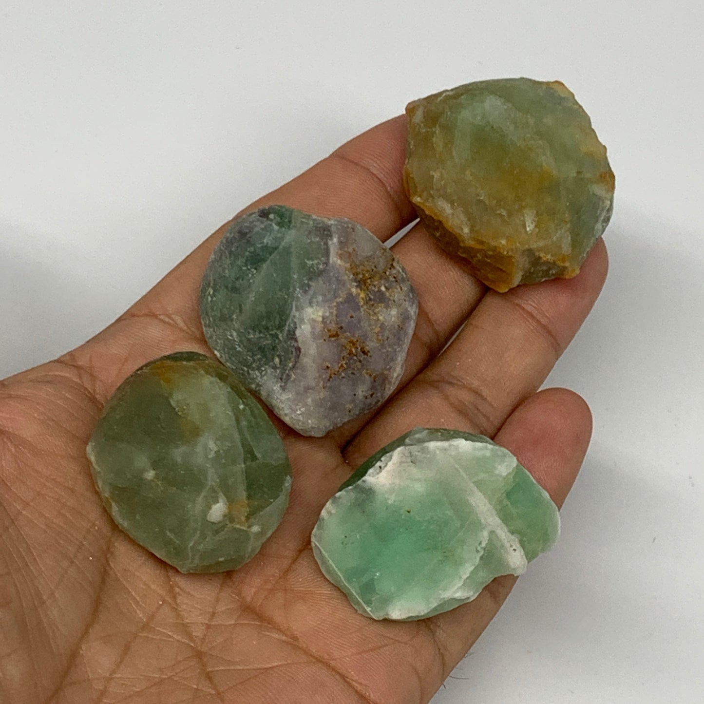 137.8g,1.3"-1.5", 4pcs, Fluorite Tumbled Rough/Semi- Polished @Mexico, B18693