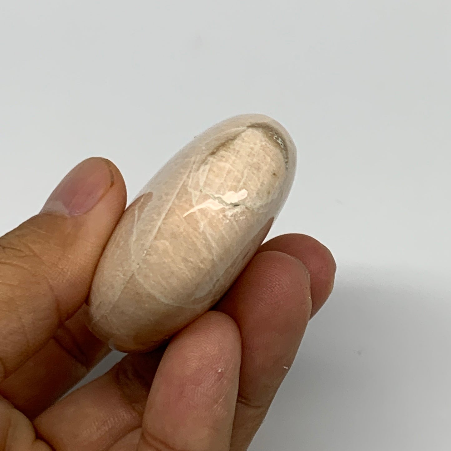 97.1g,2.6"x1.8"x0.9" White Moonstone Crystal Palm-Stone Polished Reiki, B21963