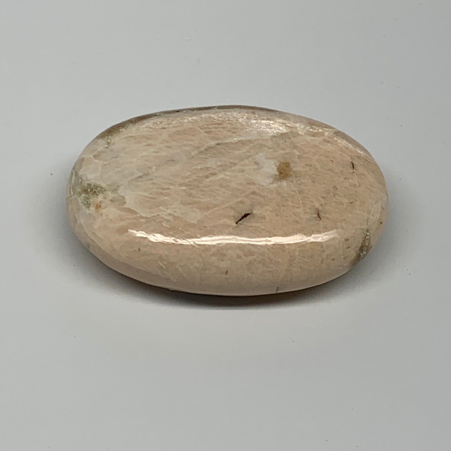 97.1g,2.6"x1.8"x0.9" White Moonstone Crystal Palm-Stone Polished Reiki, B21963