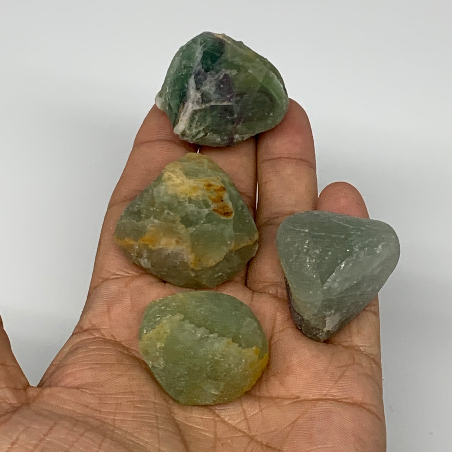 148.7g,1.3"-1.4", 4pcs, Fluorite Tumbled Rough/Semi- Polished @Mexico, B18706